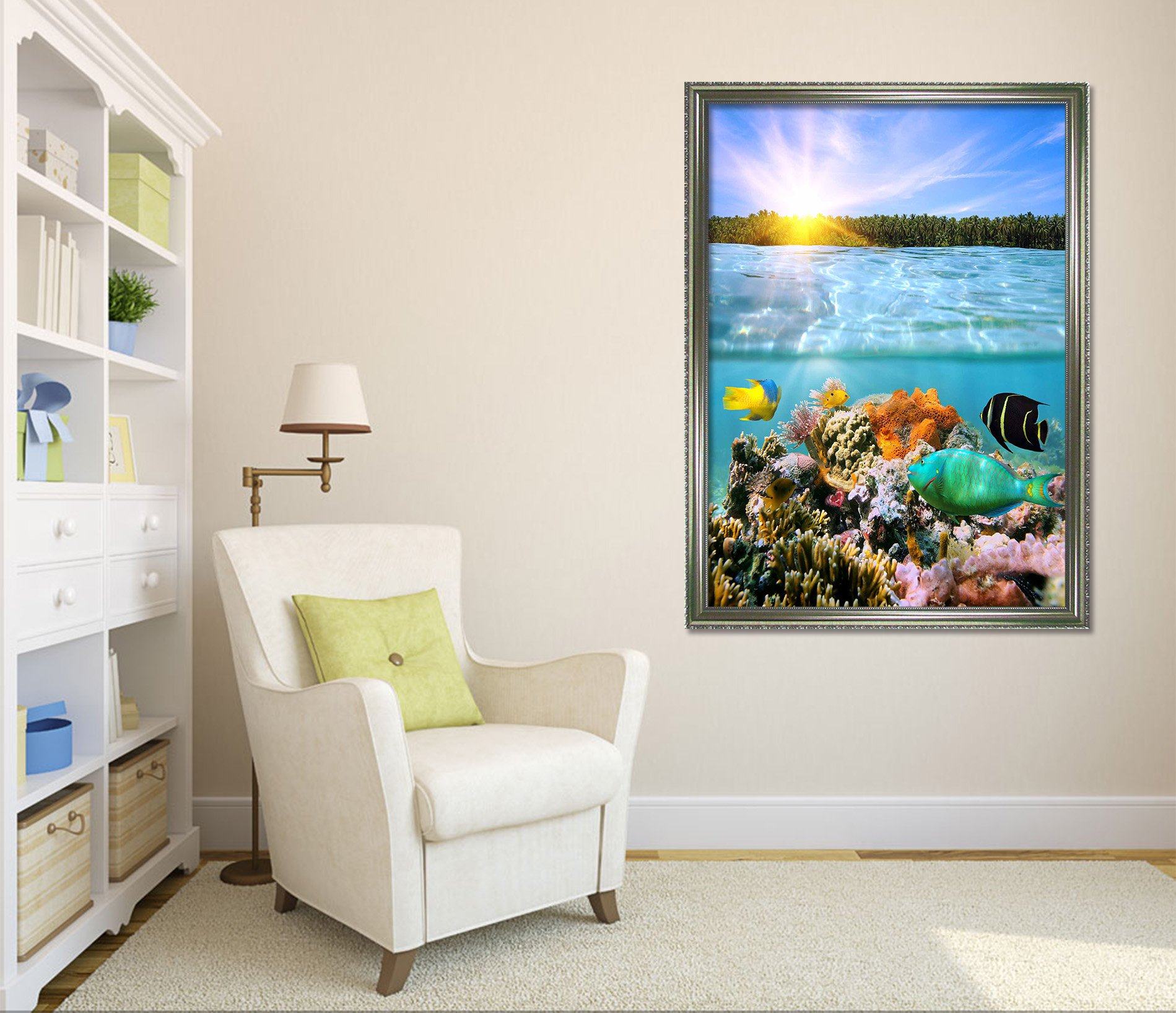 3D Coral Fish 053 Fake Framed Print Painting Wallpaper AJ Creativity Home 