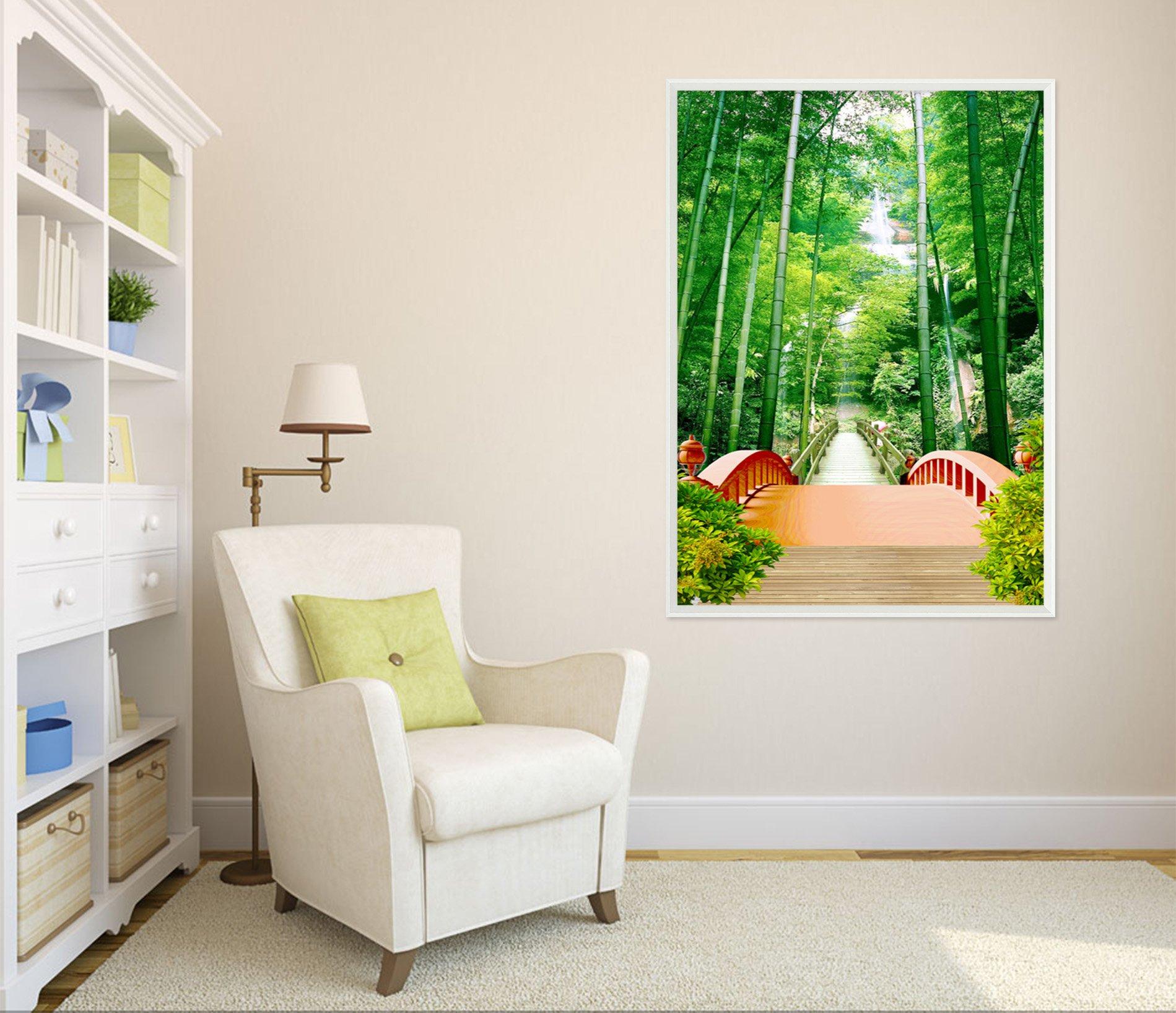 3D Bamboo Bridgen 066 Fake Framed Print Painting Wallpaper AJ Creativity Home 
