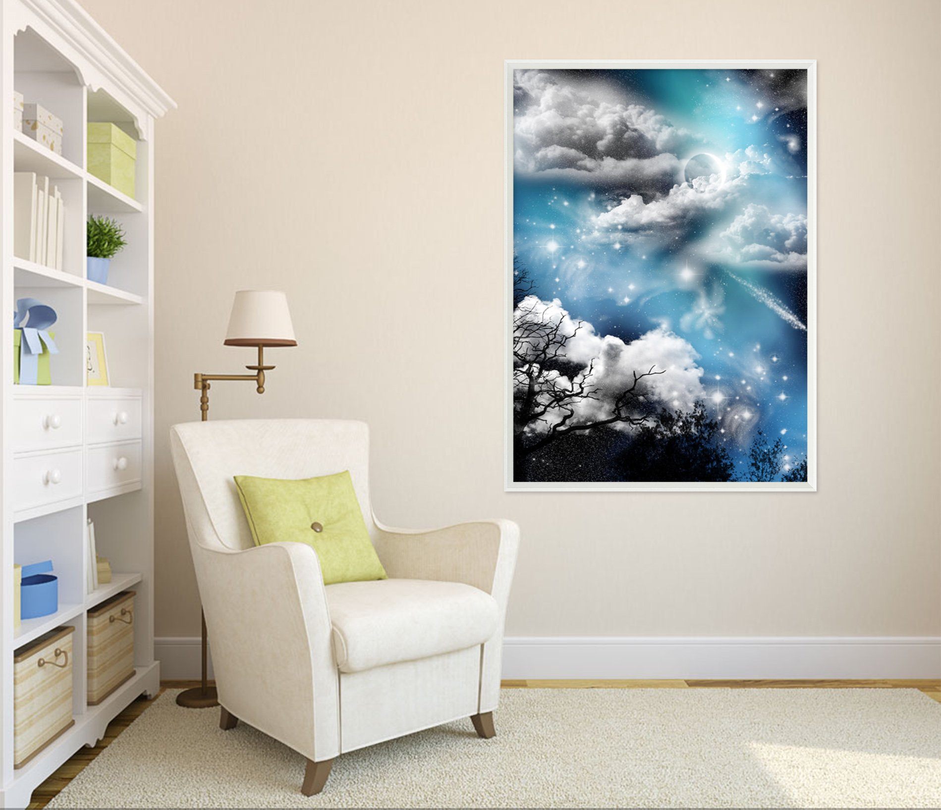 3D Moon Stars 104 Fake Framed Print Painting Wallpaper AJ Creativity Home 