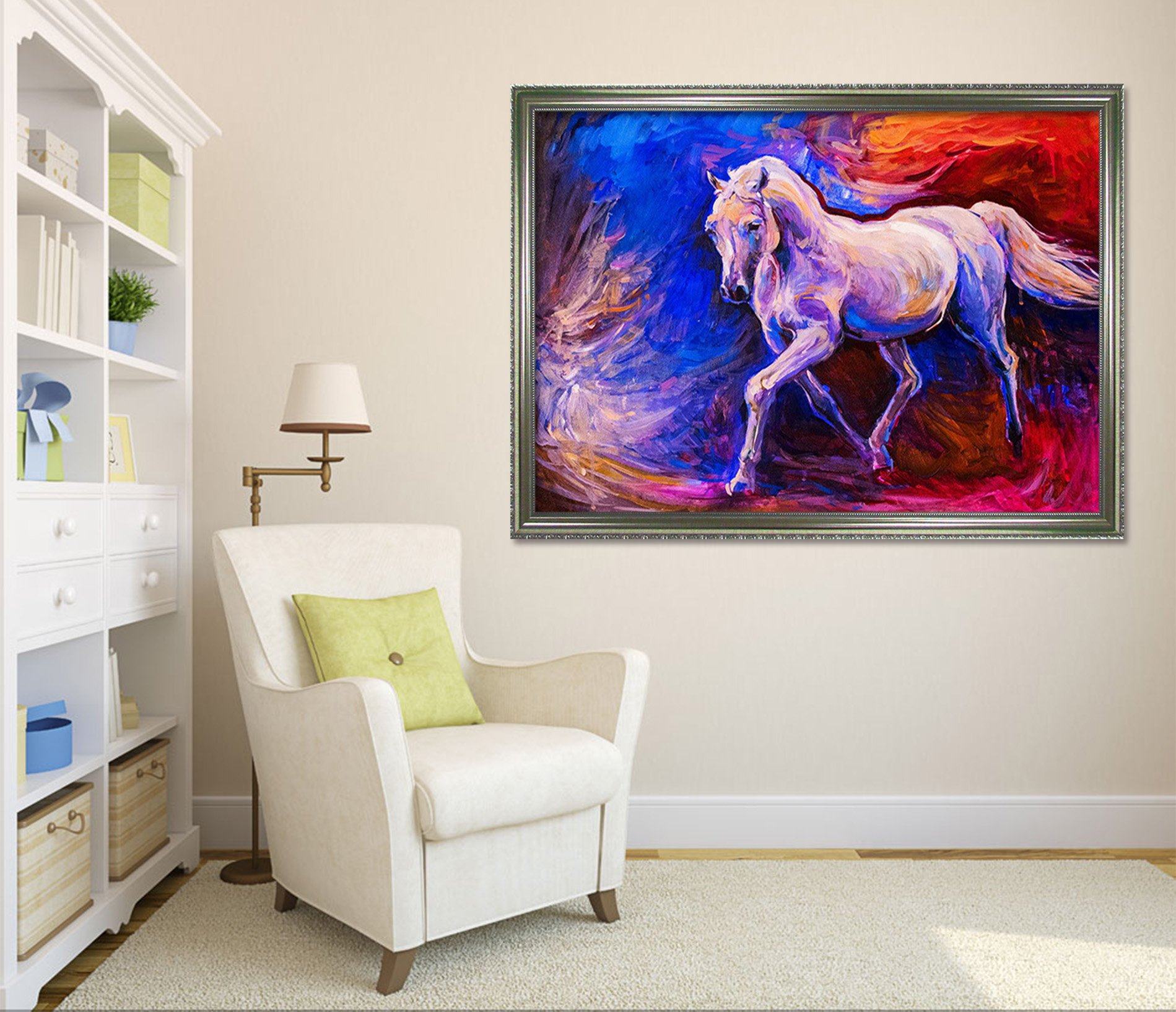 3D White Horse 193 Fake Framed Print Painting Wallpaper AJ Creativity Home 
