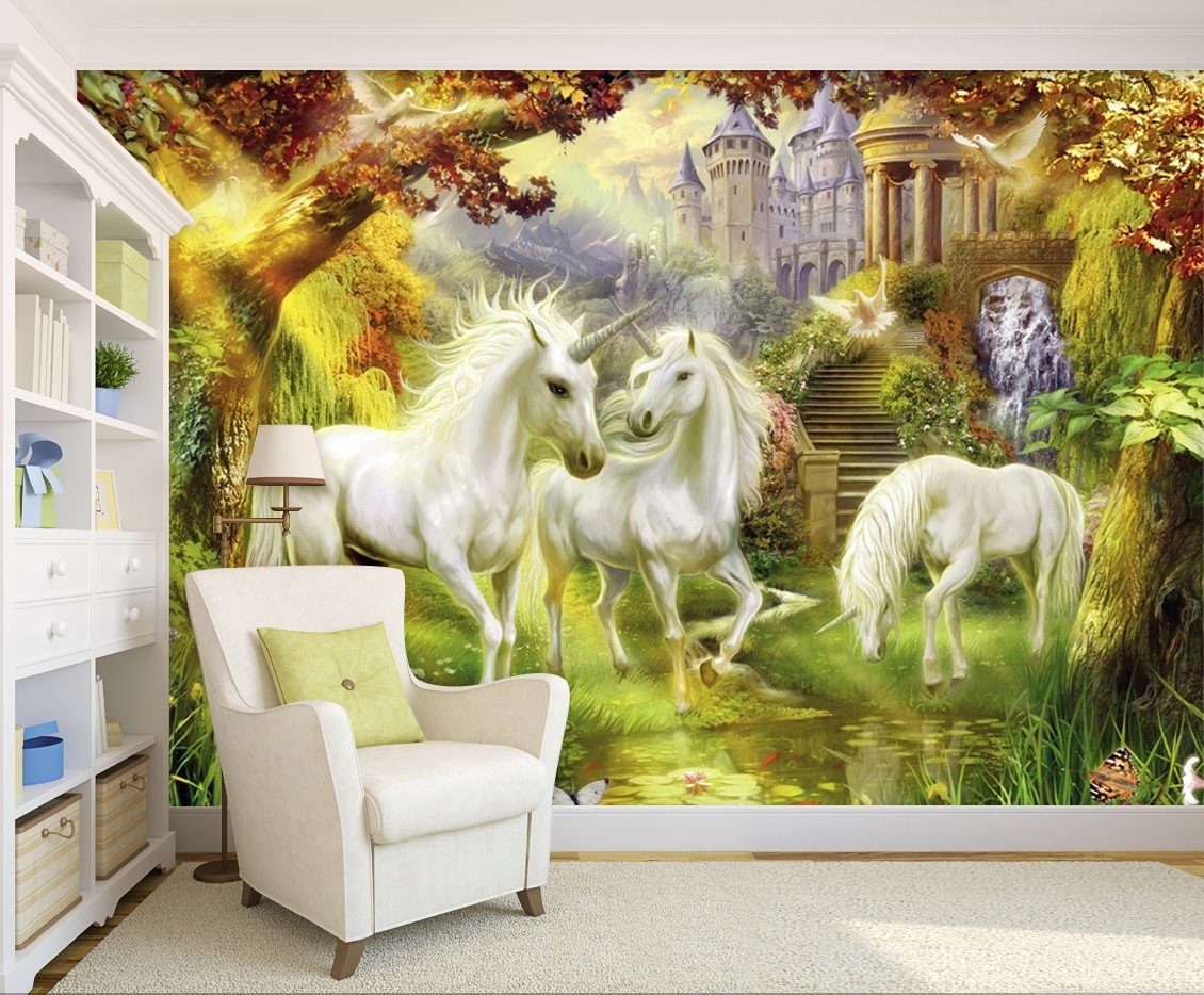 3D White Horses Forest 424 Wallpaper AJ Wallpaper 