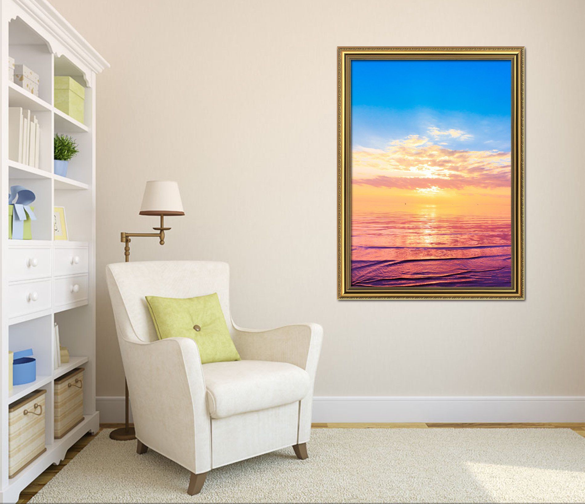 3D Dusk Sea 042 Fake Framed Print Painting Wallpaper AJ Creativity Home 