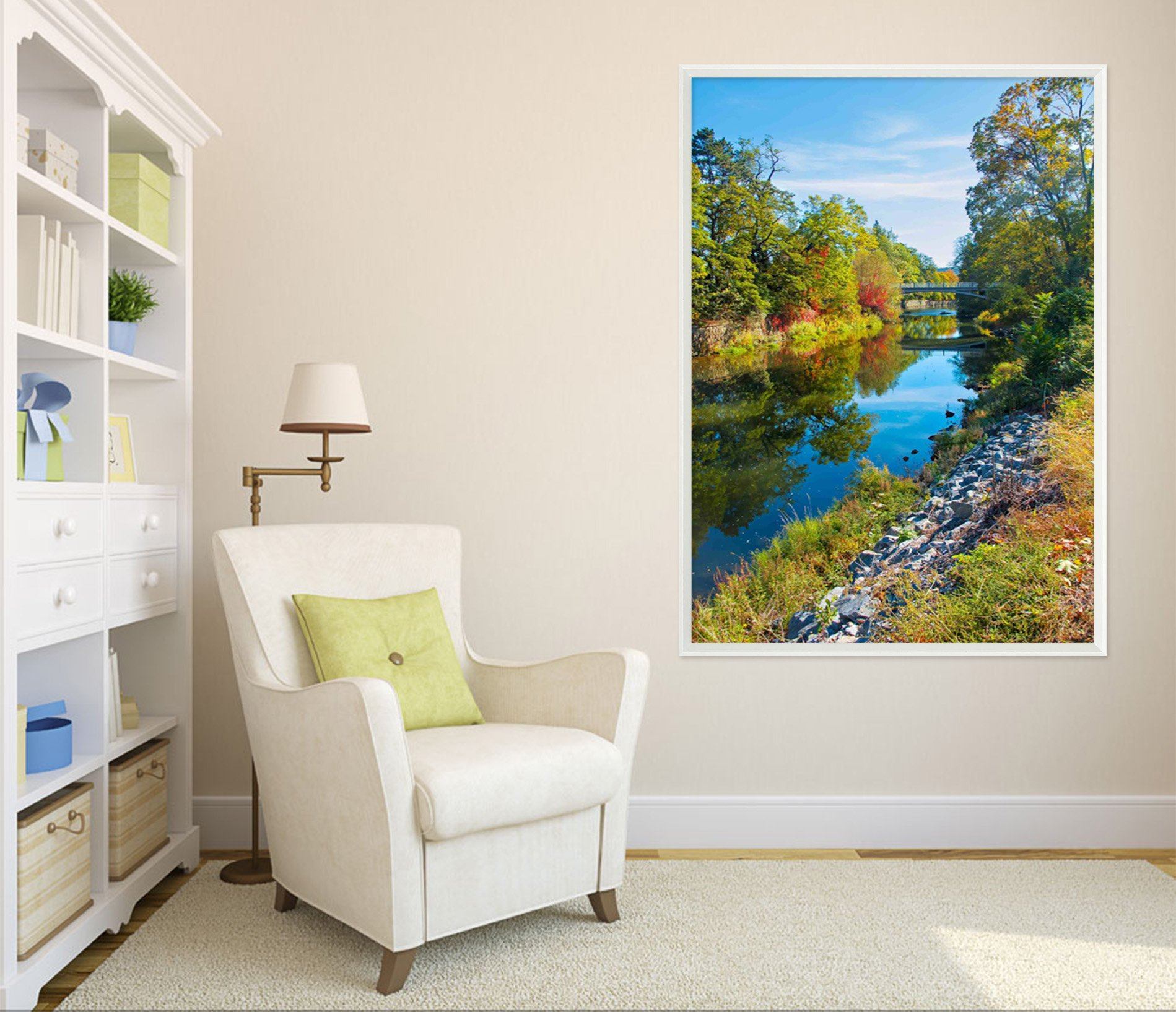 3D Calm River 118 Fake Framed Print Painting Wallpaper AJ Creativity Home 