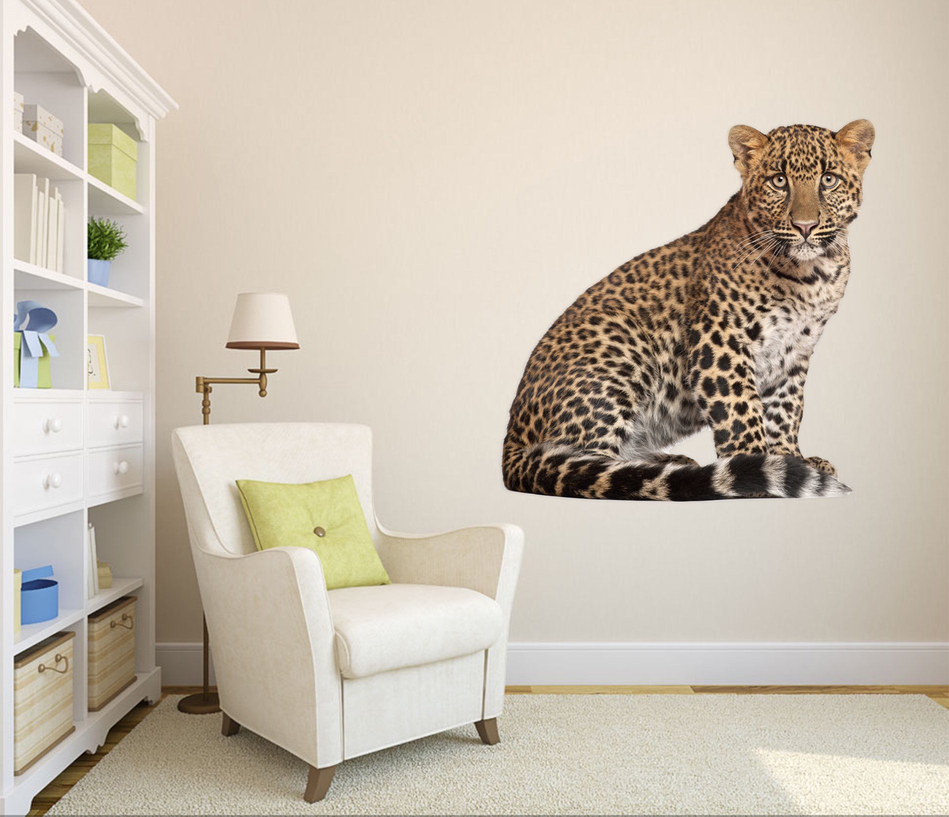 3D Sitting Leopard 163 Animals Wall Stickers Wallpaper AJ Wallpaper 