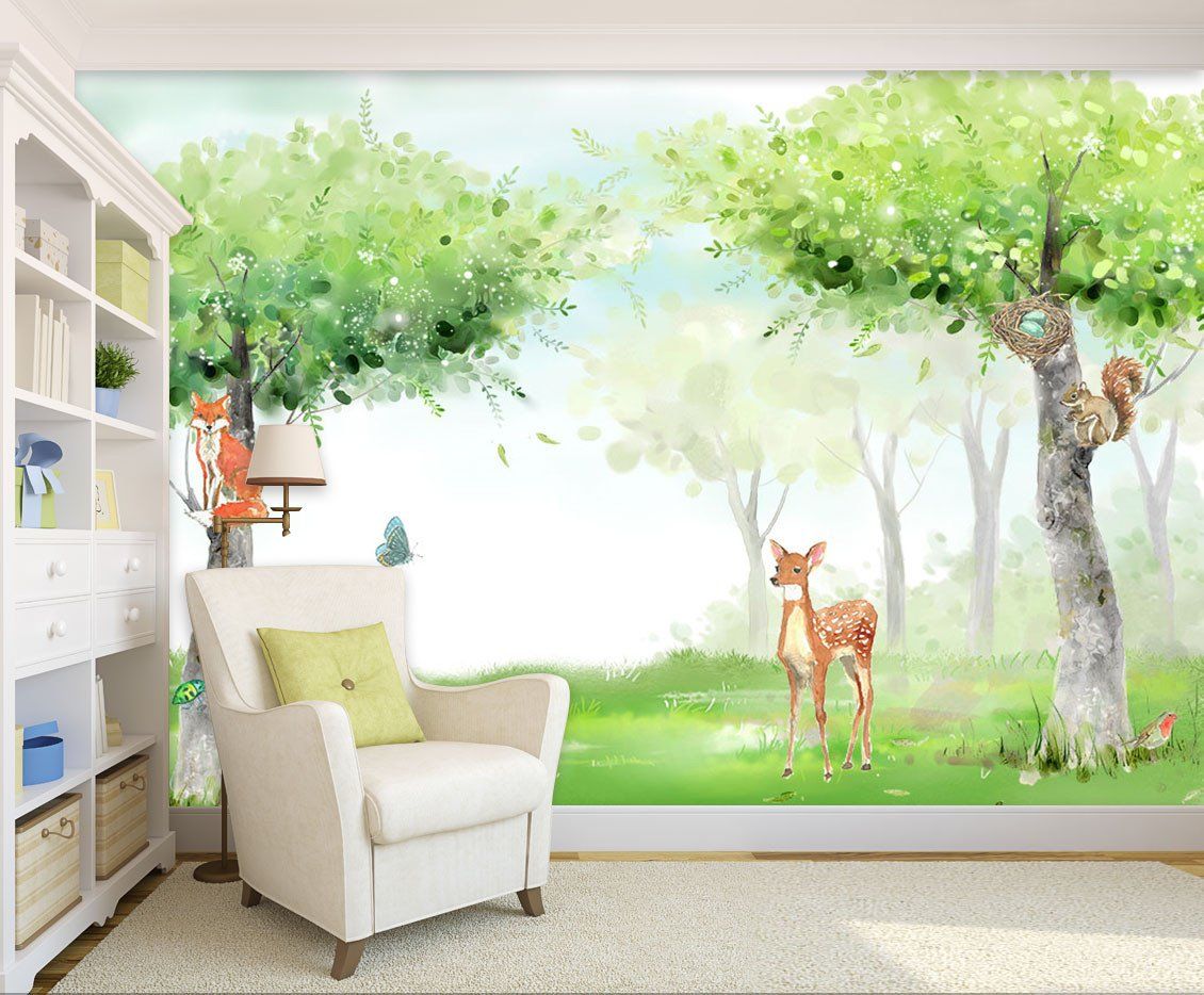 3D Green Tree Deer 10 Wallpaper AJ Wallpapers 