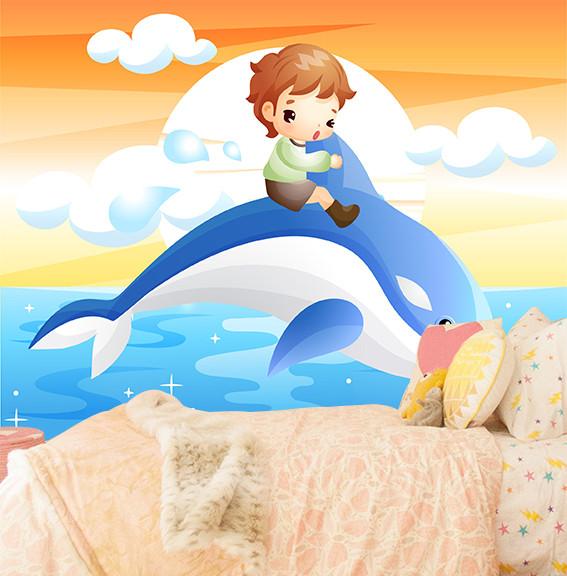 3D Boy Riding Dolphin 353 Wallpaper AJ Wallpaper 