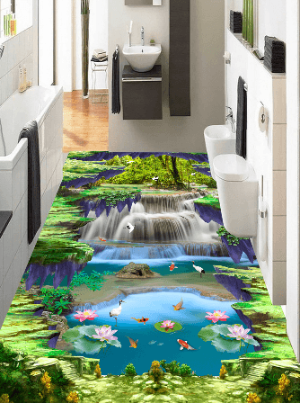 3D Lotus Lake 334 Floor Mural Wallpaper AJ Wallpaper 2 