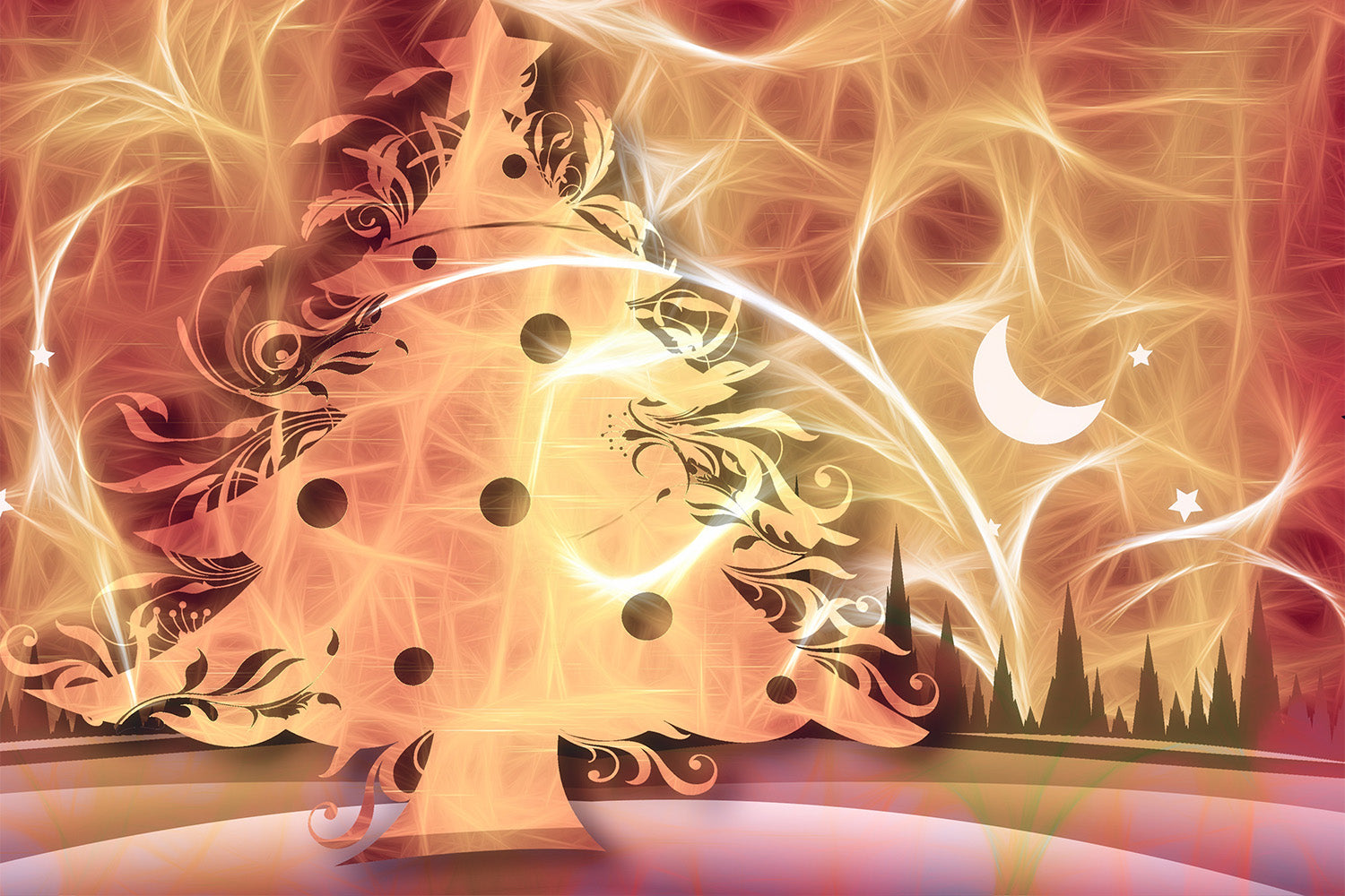 3D Fire Pattern Tree 65187 Christmas Non Slip Rug Mat Xmas