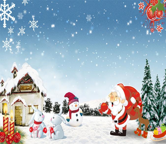 3D Father Christmas And Snowman Hut 13 Wallpaper AJ Wallpaper 