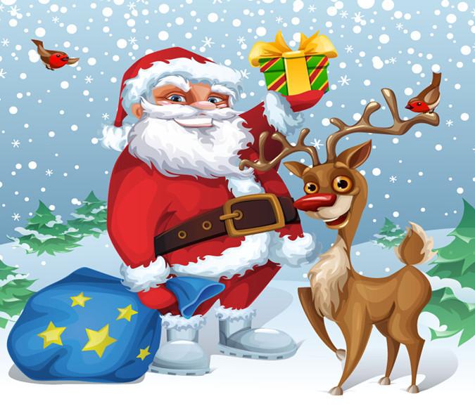 3D Father Christmas And Reindeer 646 Wallpaper AJ Wallpaper 