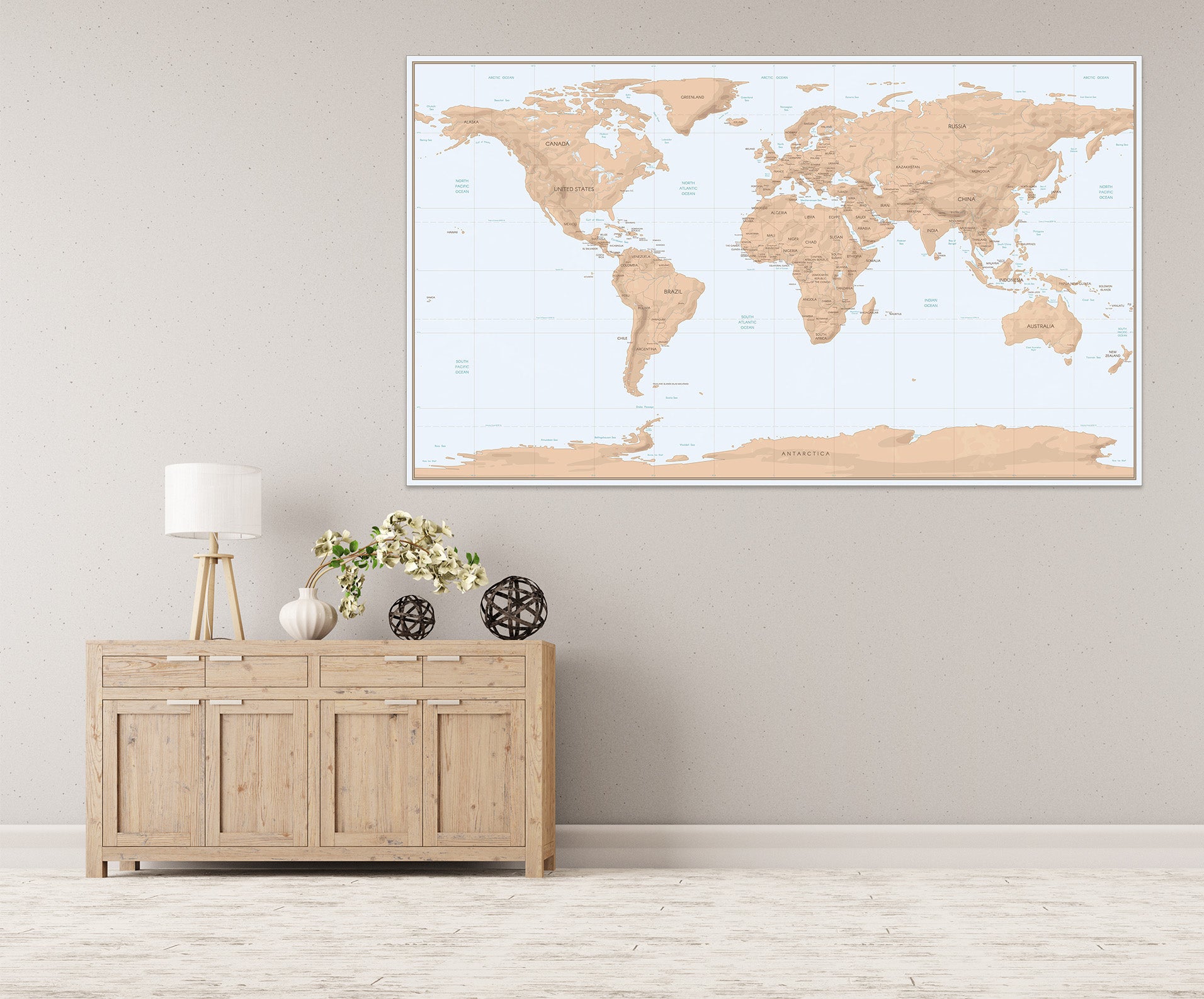 3D Beautiful Land 291 World Map Wall Sticker
