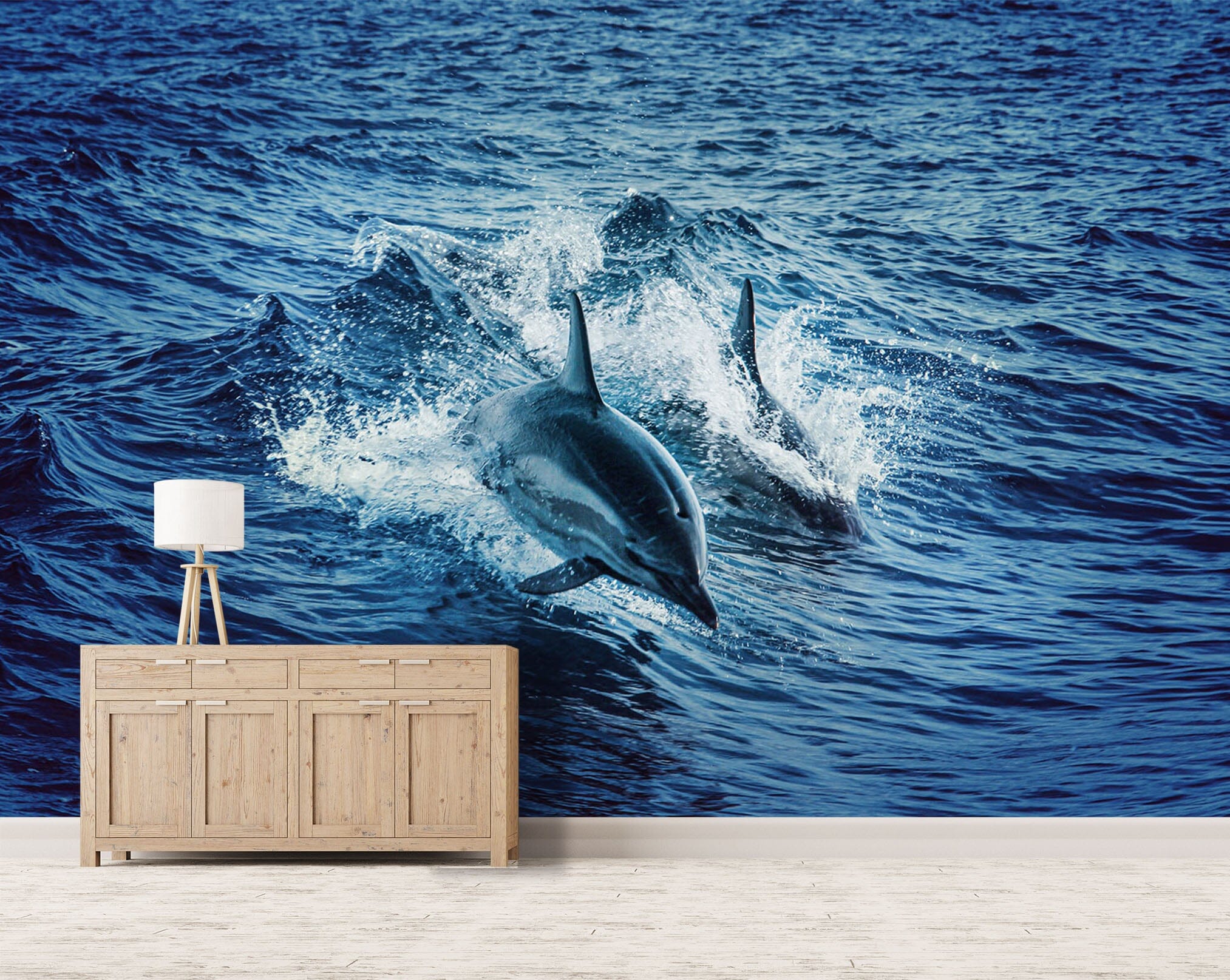3D Blue Dolphin 252 Wall Murals Wallpaper AJ Wallpaper 2 