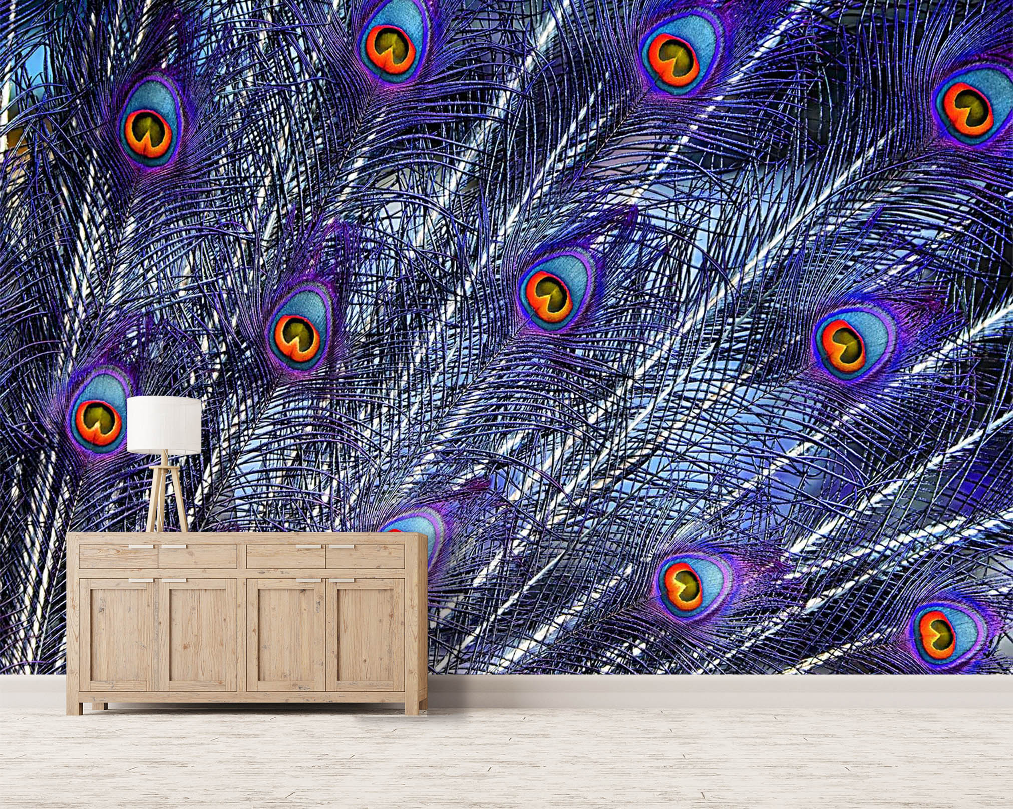 3D Purple Peacock 256 Wall Murals