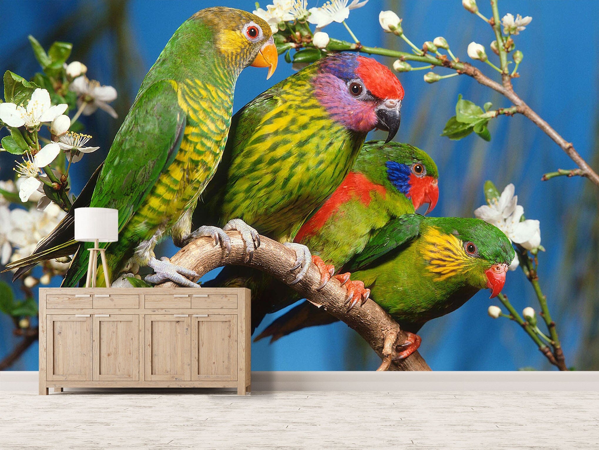 3D Green Bird 232 Wall Murals Wallpaper AJ Wallpaper 2 