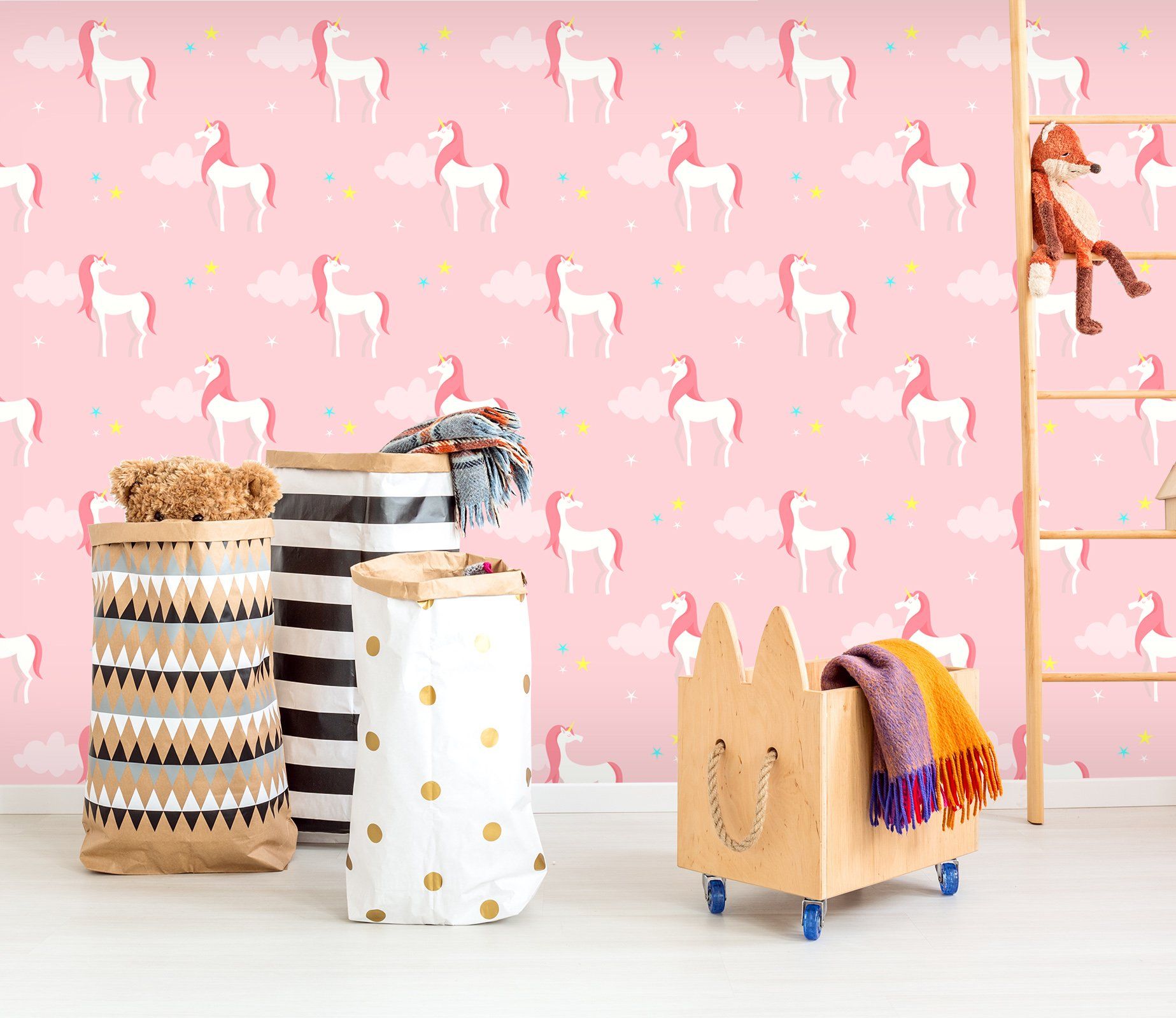 3D Pink Cartoon Unicorn 416 Wallpaper AJ Wallpaper 