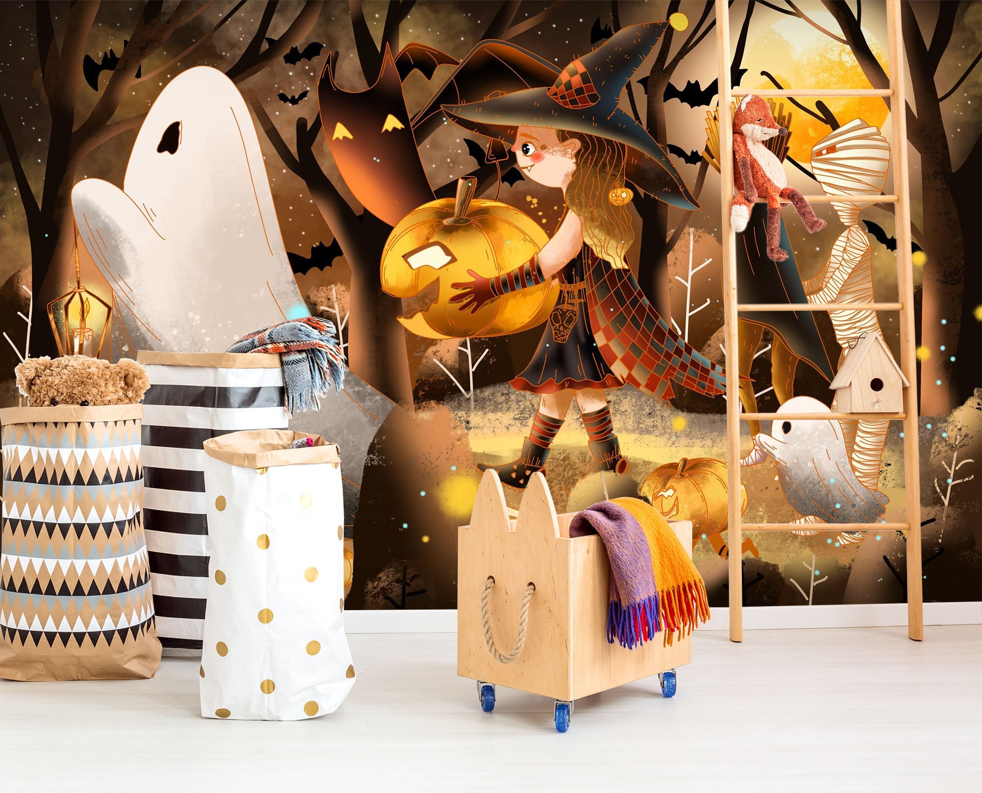 3D Girl Pumpkin Woods 1006 Halloween Wall Murals Wallpaper AJ Wallpaper 2 