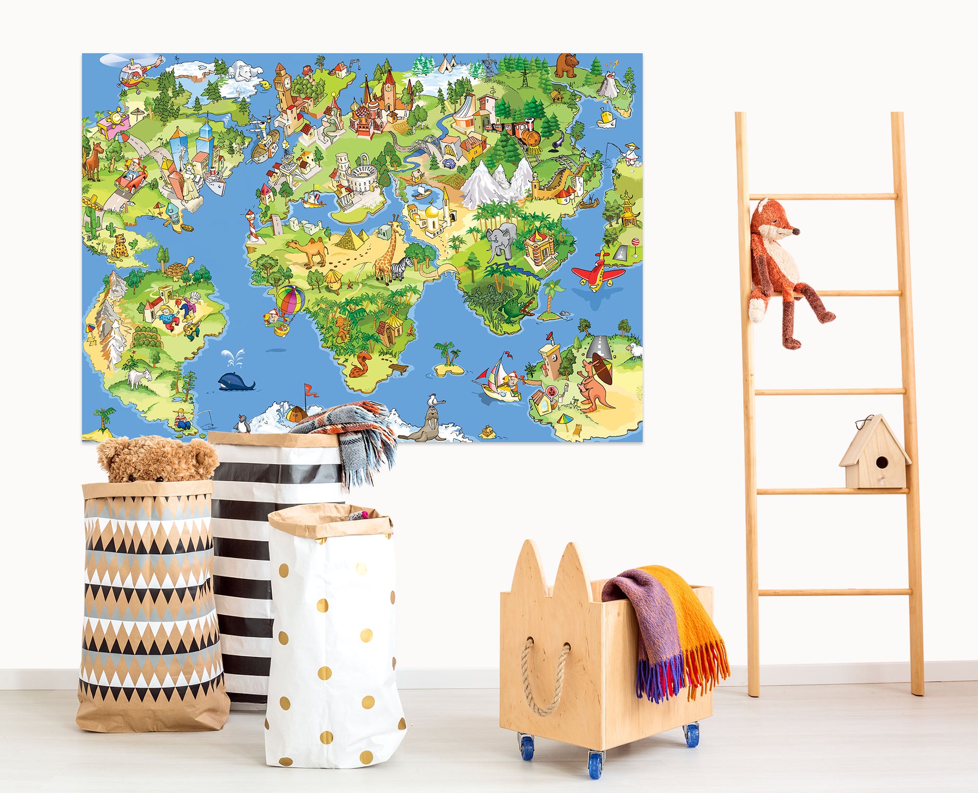 3D Island Forest 117 World Map Wall Sticker