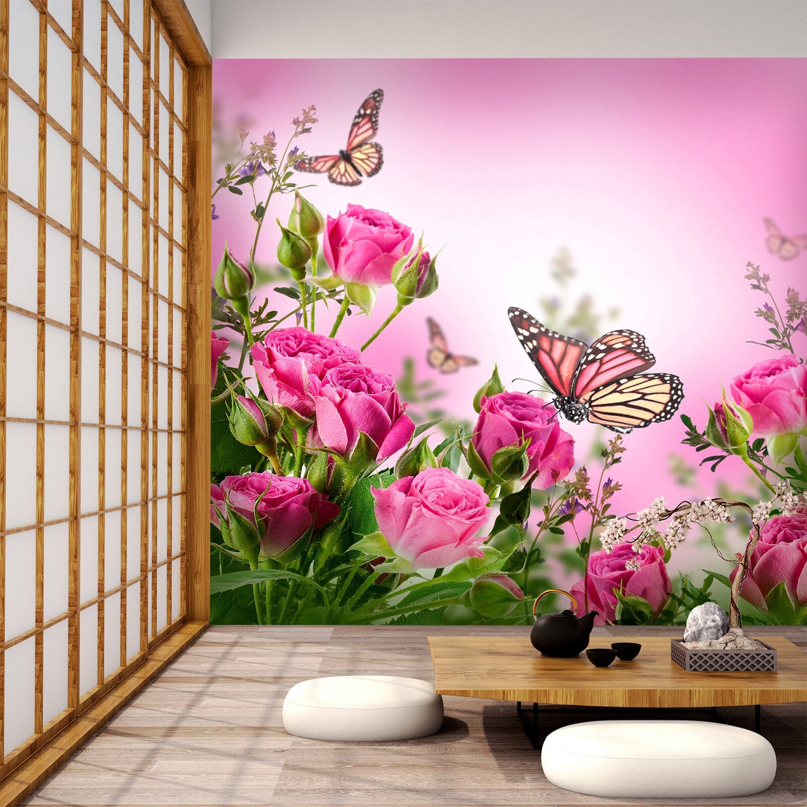 3D Rose Butterfly 394 Wall Murals Wallpaper AJ Wallpaper 2 