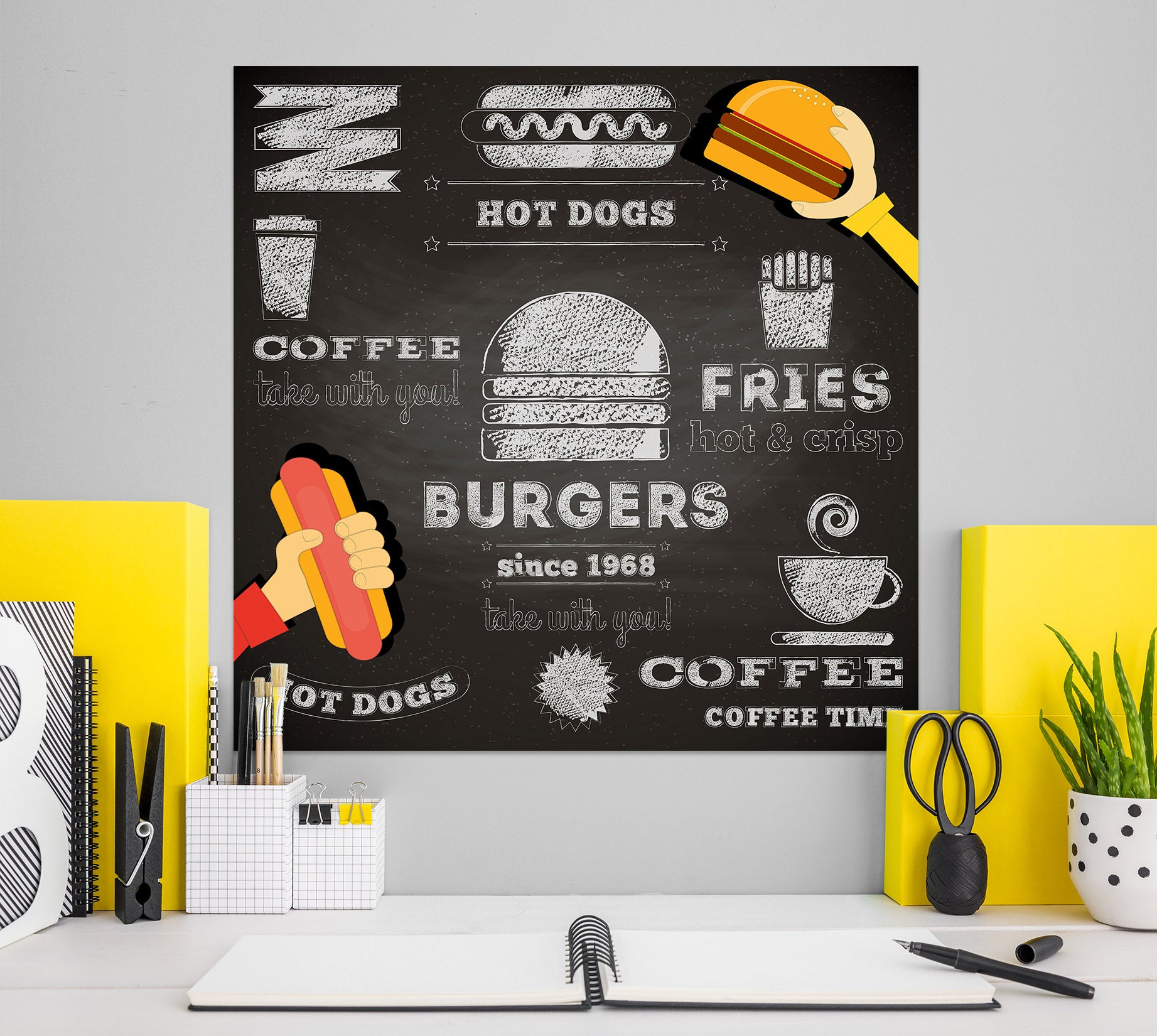 3D Hamburger Hot Dog 1075 Wall Sticker