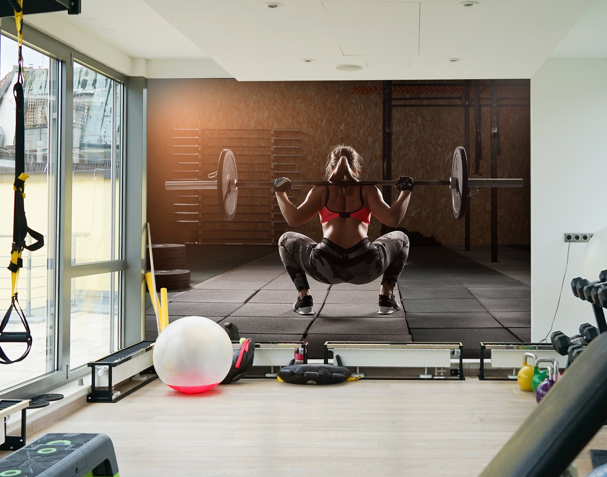 3D Squat Dumbbell 038 Wall Murals Wallpaper AJ Wallpaper 2 