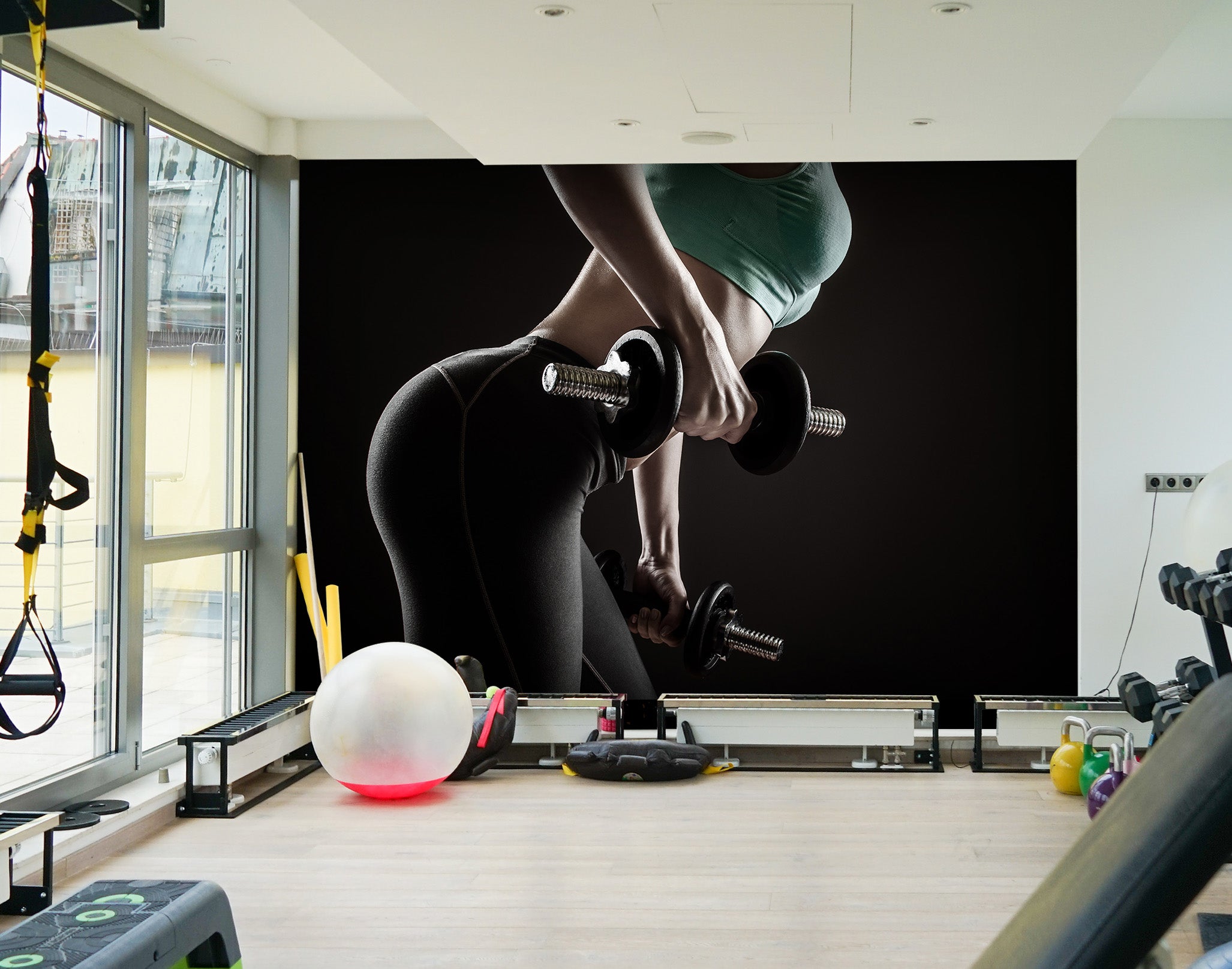 3D Girl Dumbbell 035 Wall Murals Wallpaper AJ Wallpaper 2 