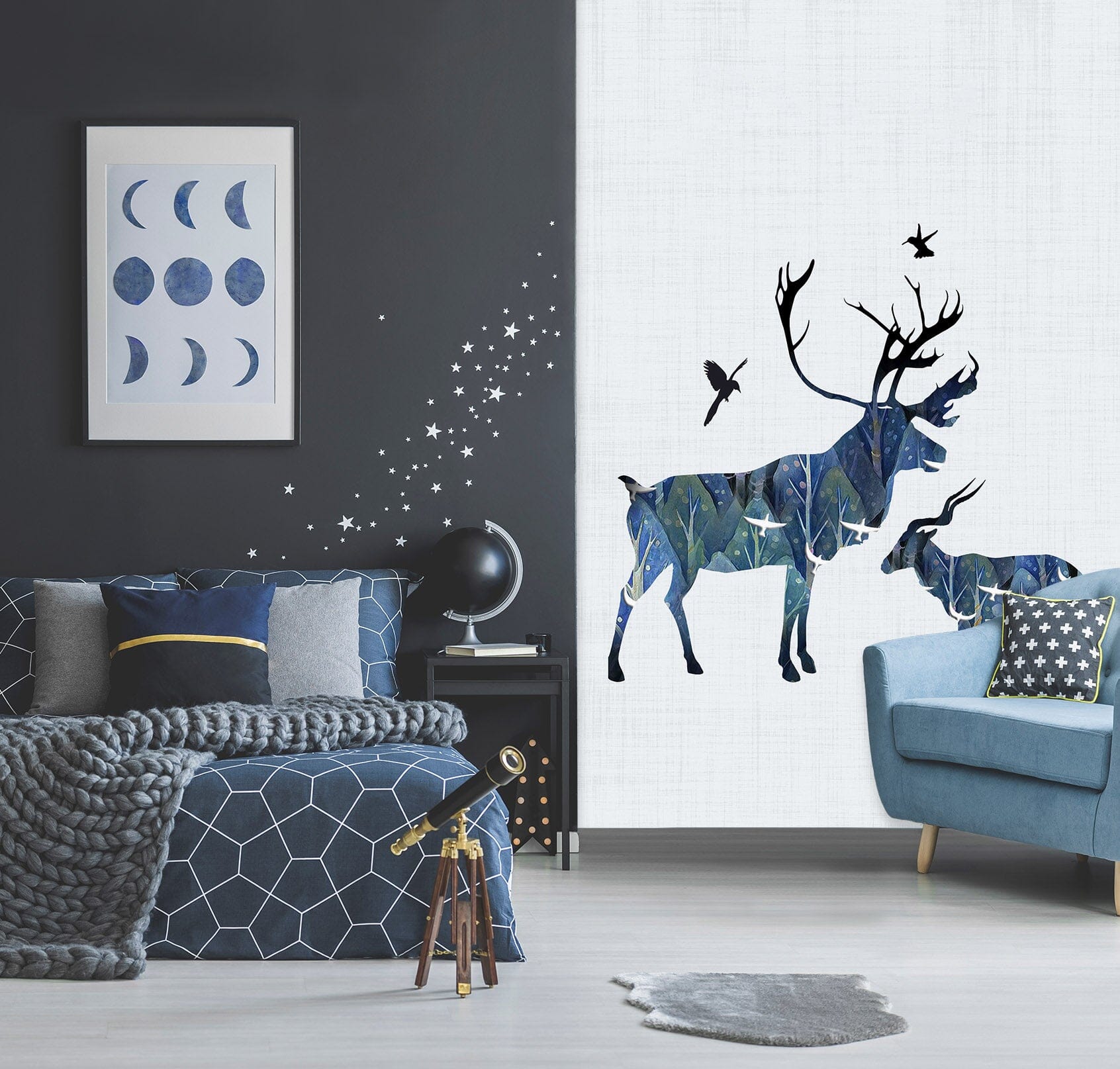 3D Fallow Deer Family 057 Wall Murals Wallpaper AJ Wallpaper 2 