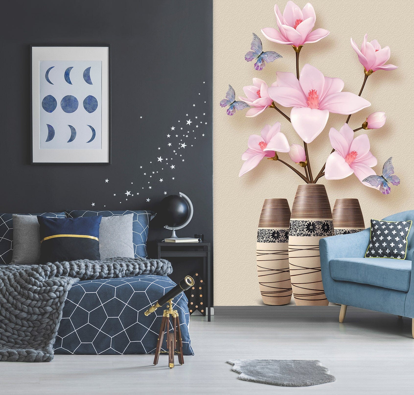 3D Pink Flowers 1853 Wall Murals Wallpaper AJ Wallpaper 2 