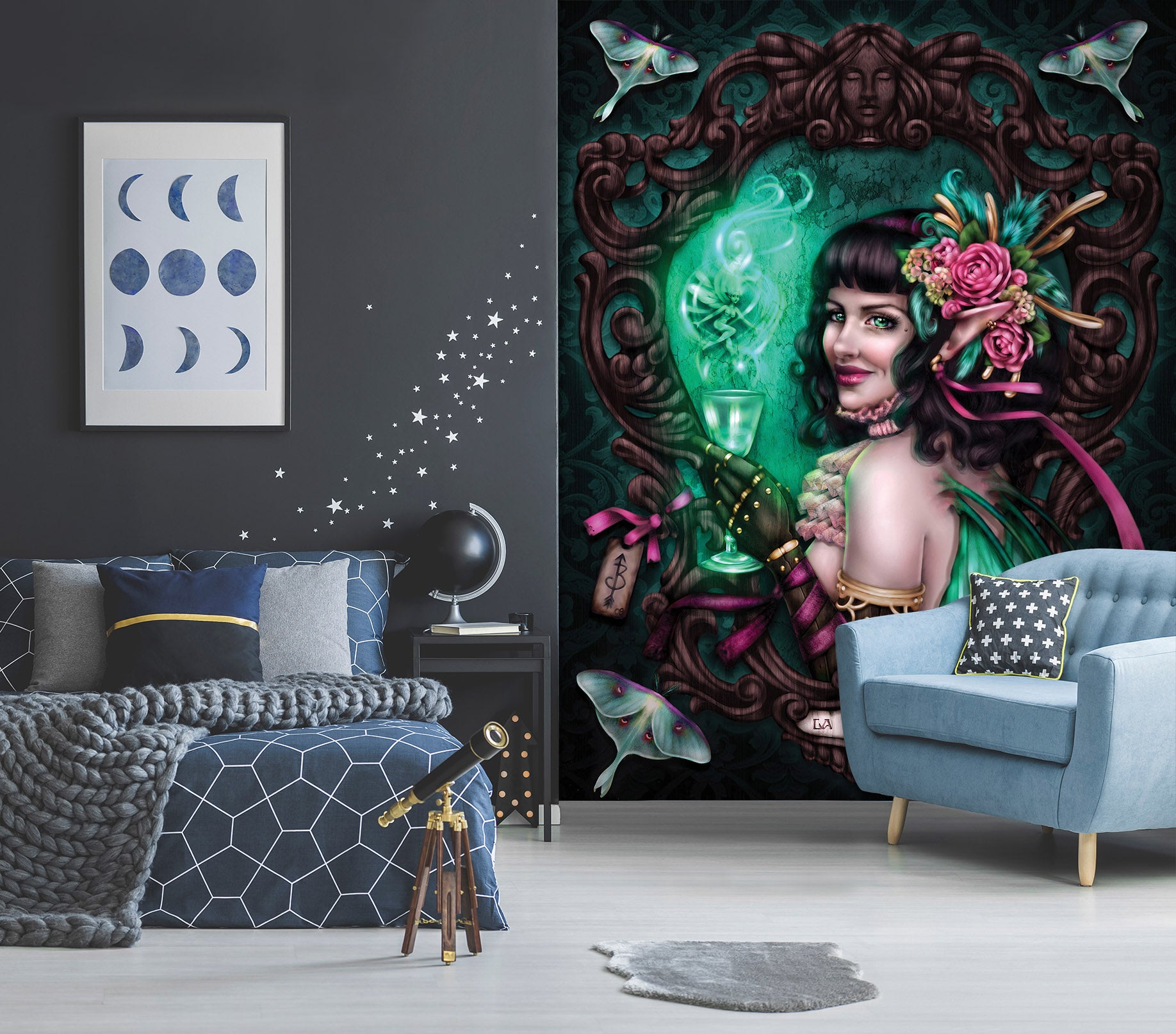 3D Pink Flower Woman 8801 Brigid Ashwood Wall Mural Wall Murals