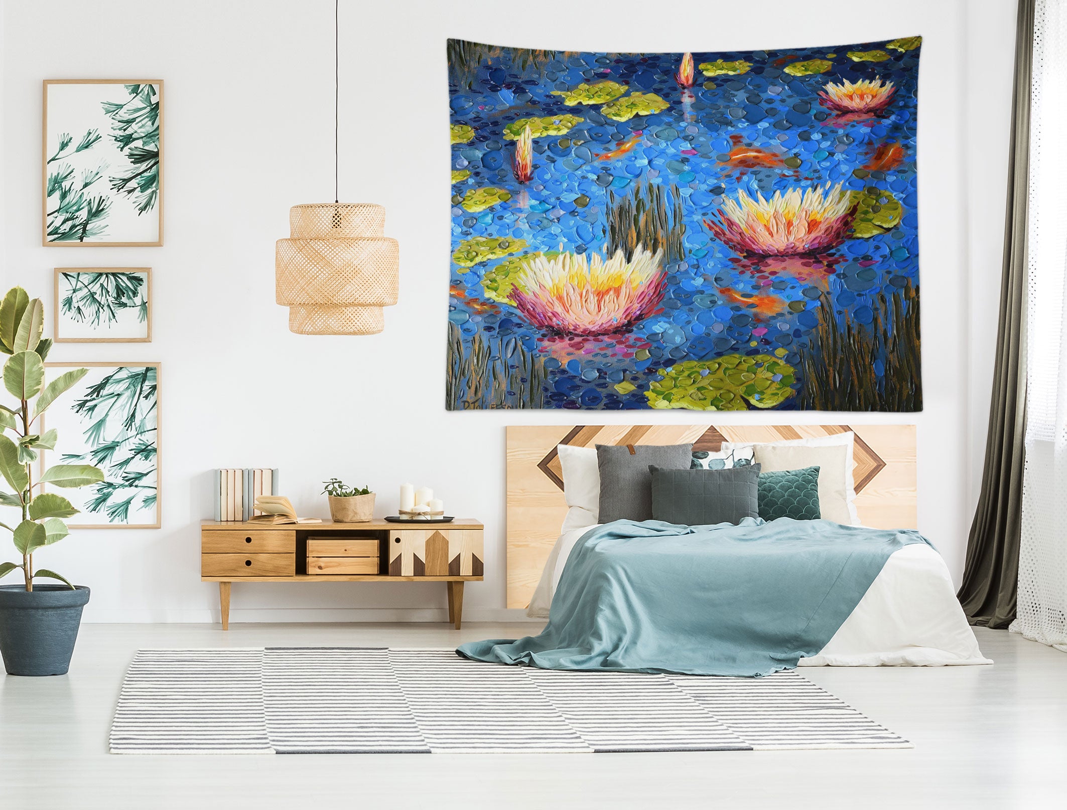 3D Lotus Pond 11805 Dena Tollefson Tapestry Hanging Cloth Hang