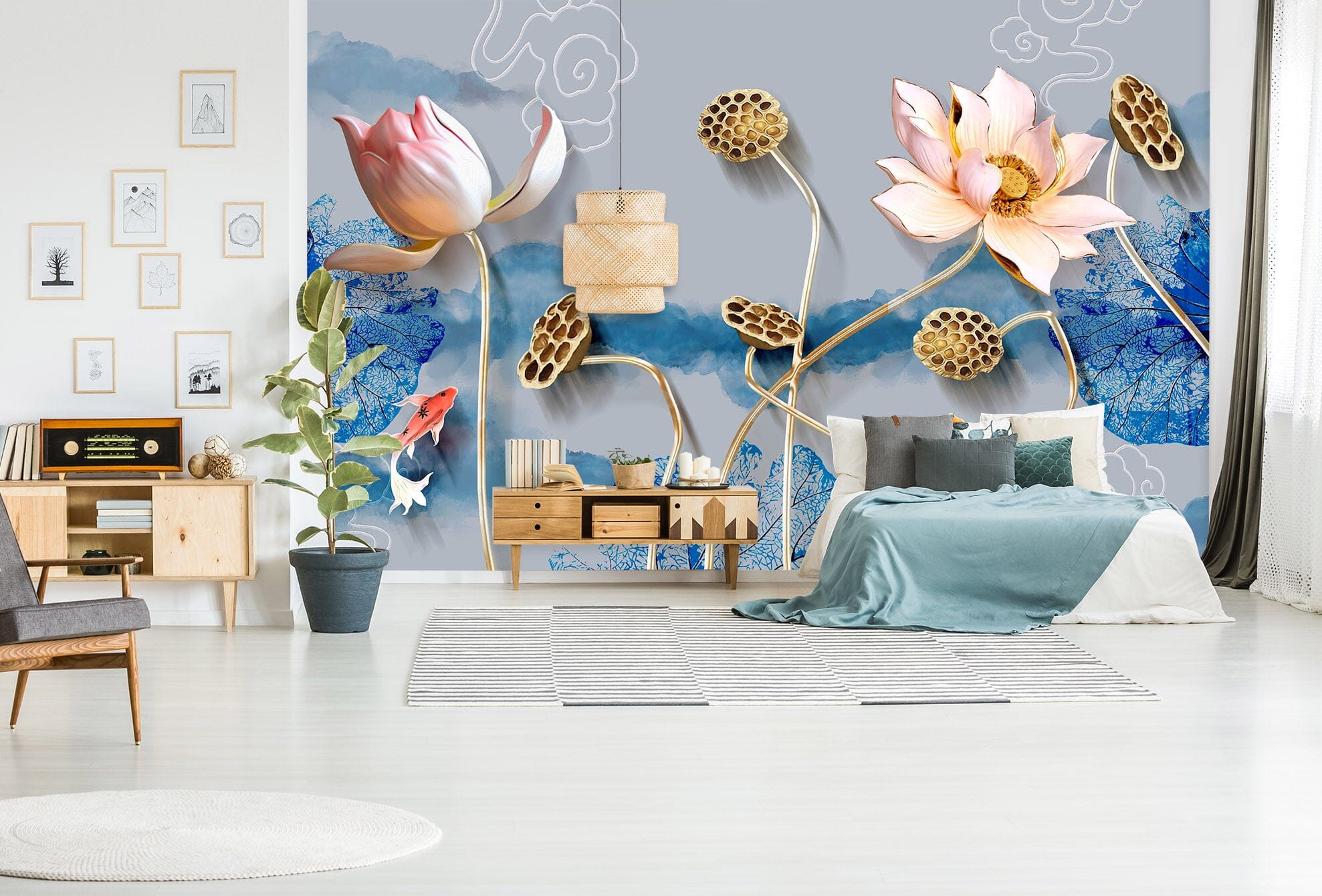 3D Lotus Bloom 1471 Wall Murals Wallpaper AJ Wallpaper 2 