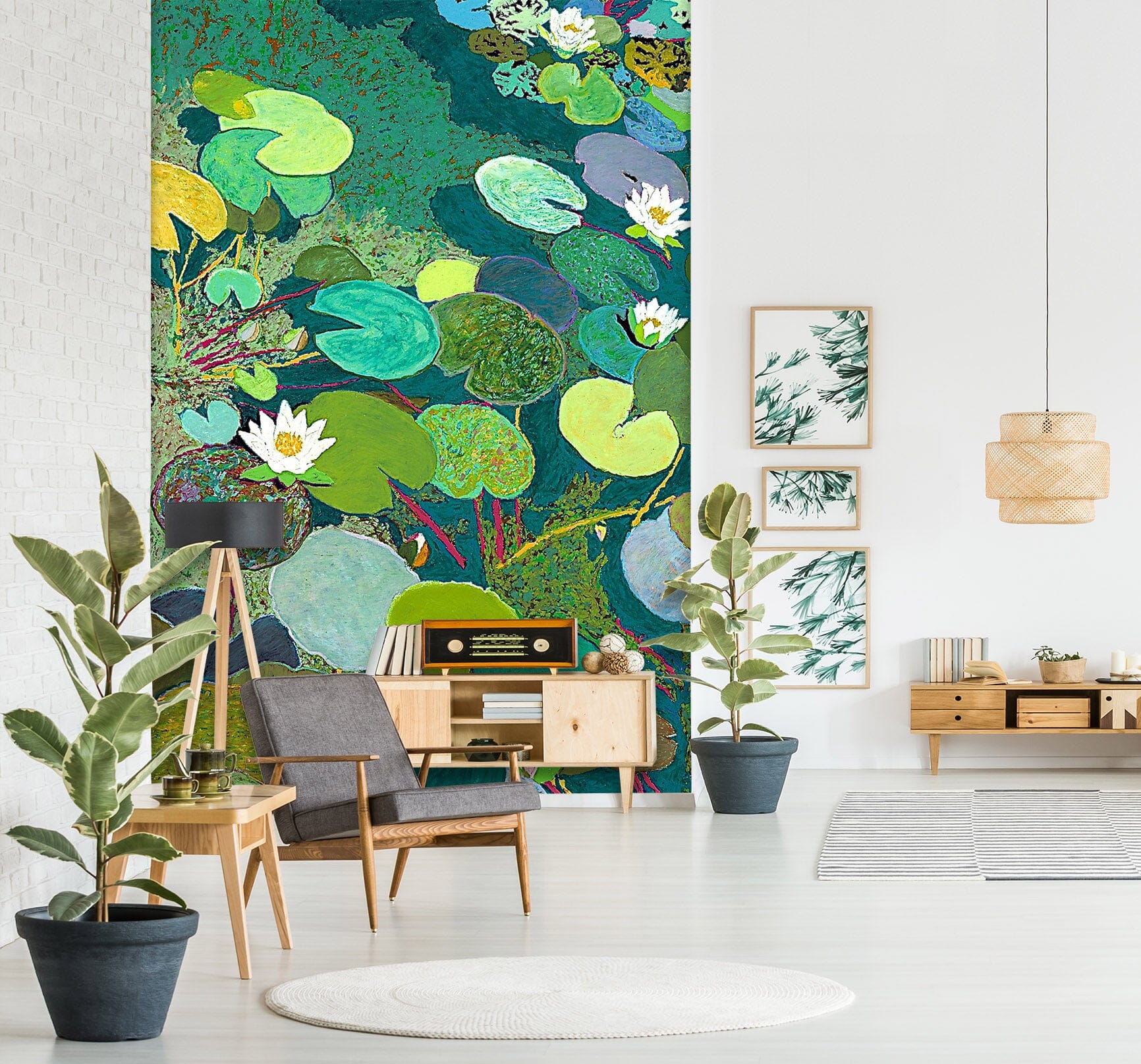 3D Green Lotus Leaf 265 Allan P. Friedlander Wall Mural Wall Murals Wallpaper AJ Wallpaper 2 