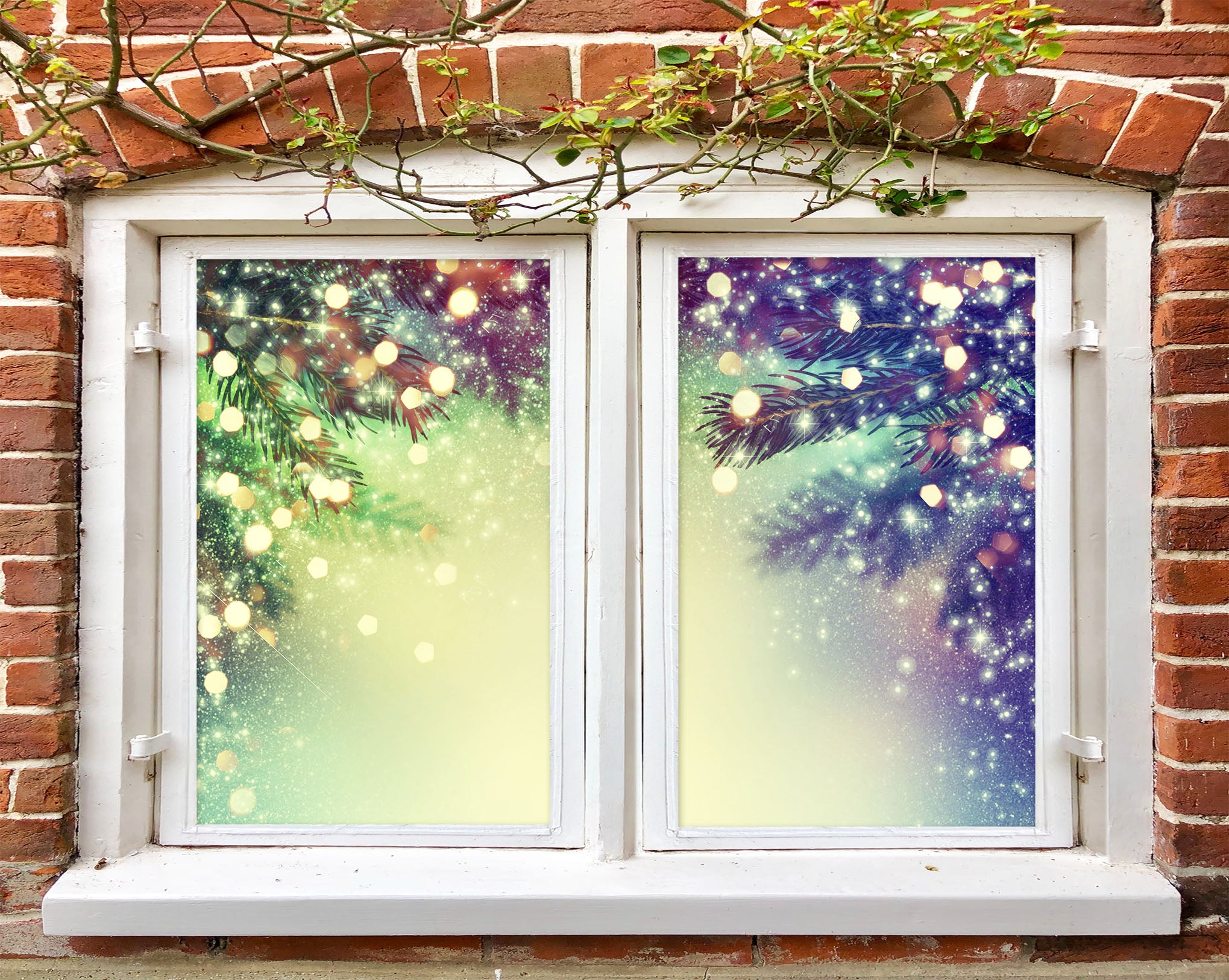 3D Branch Lights 43106 Christmas Window Film Print Sticker Cling Stained Glass Xmas