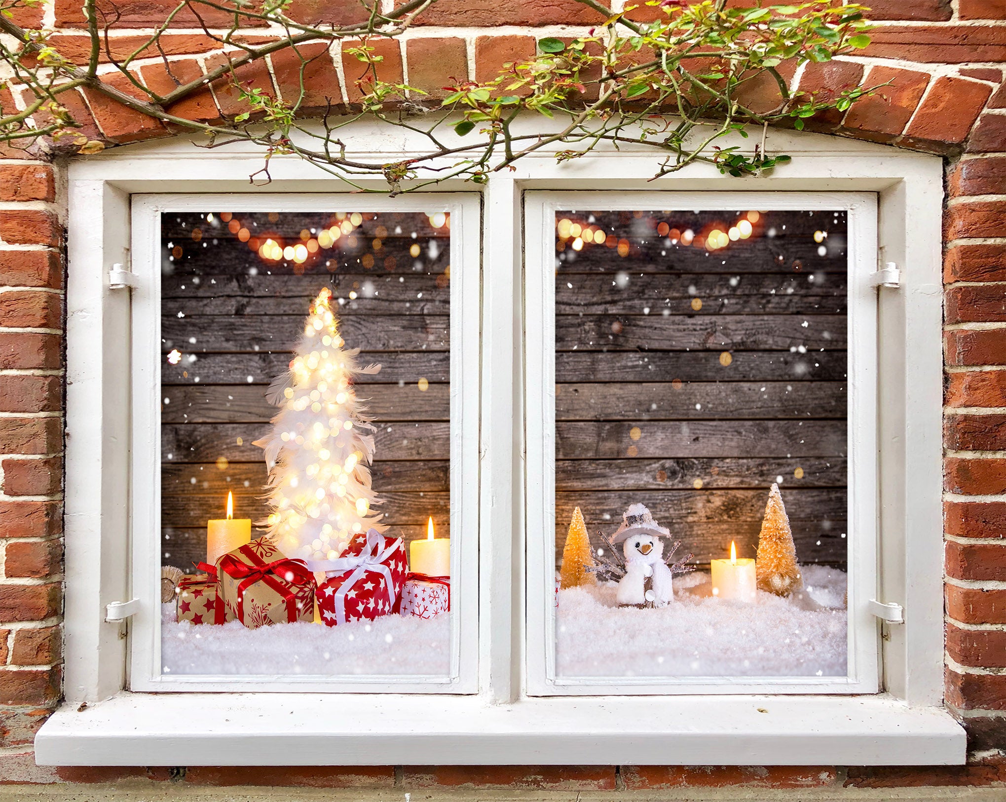 3D Gift 43026 Christmas Window Film Print Sticker Cling Stained Glass Xmas