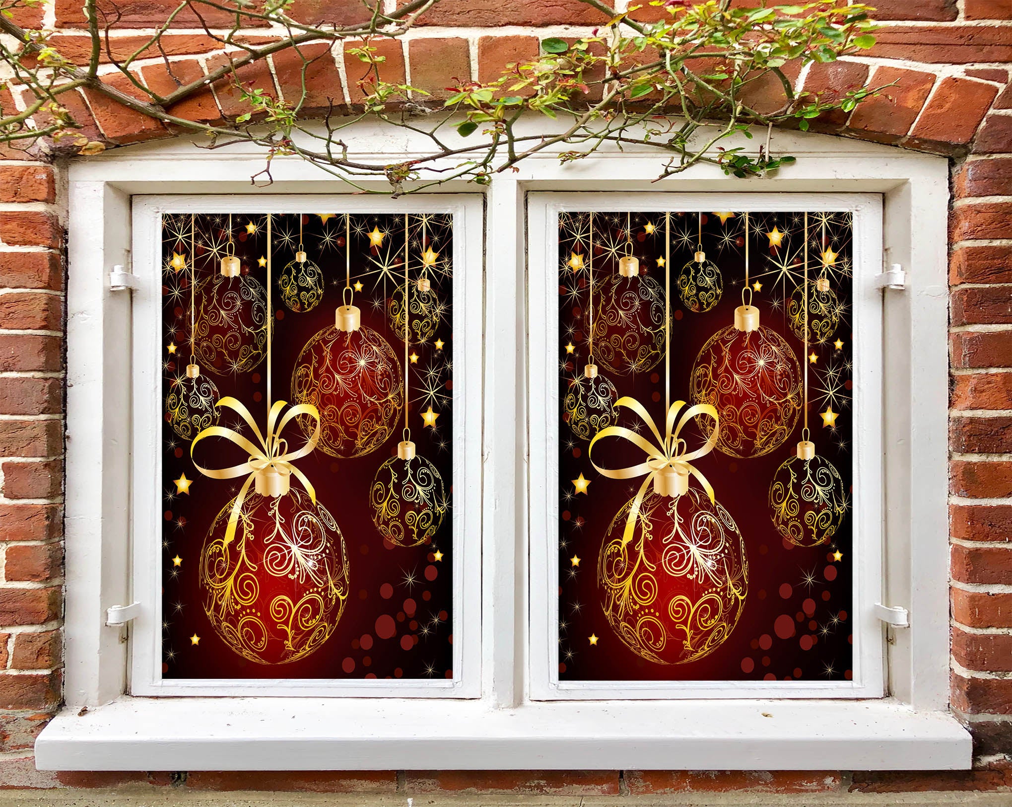 3D Golden Gift 43073 Christmas Window Film Print Sticker Cling Stained Glass Xmas