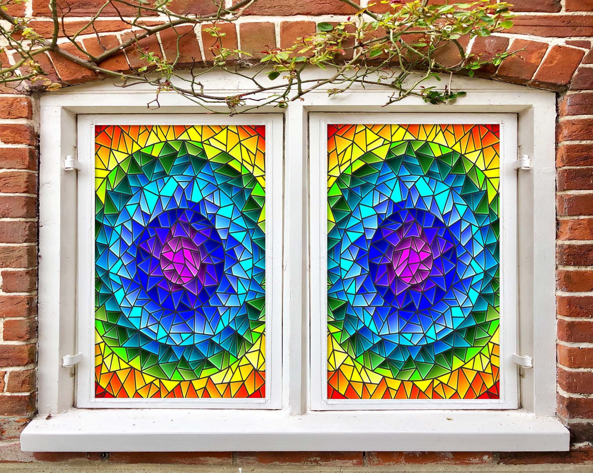 3D Colored Circle 416 Window Film Print Sticker Cling Stained Glass UV Block Wallpaper AJ Wallpaper 2 