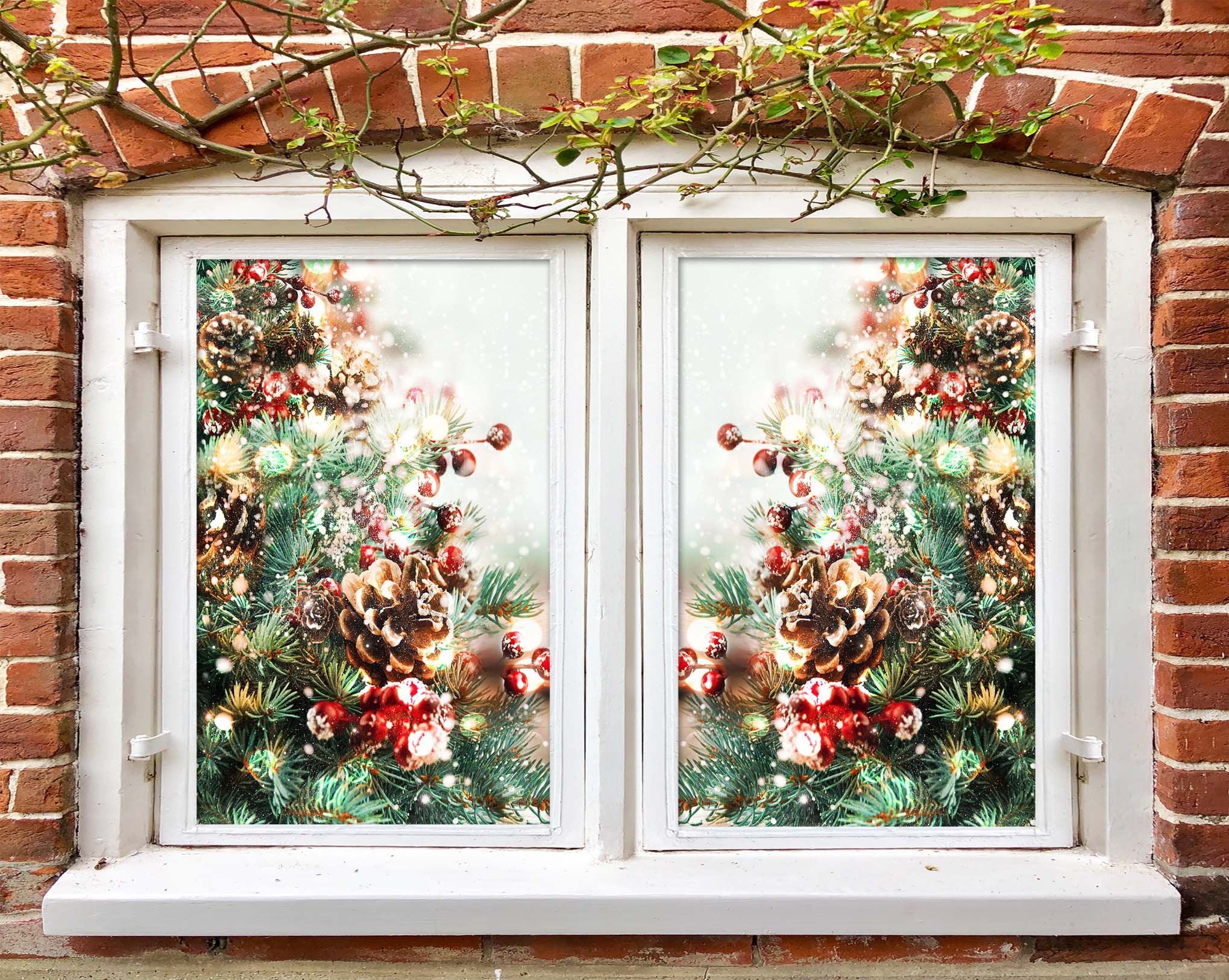 3D Christmas Tree Loose 42139 Christmas Window Film Print Sticker Cling Stained Glass Xmas
