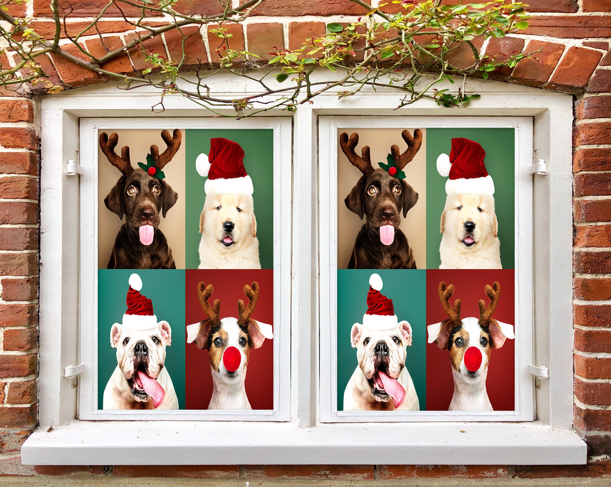 3D Christmas Dog 43065 Christmas Window Film Print Sticker Cling Stained Glass Xmas