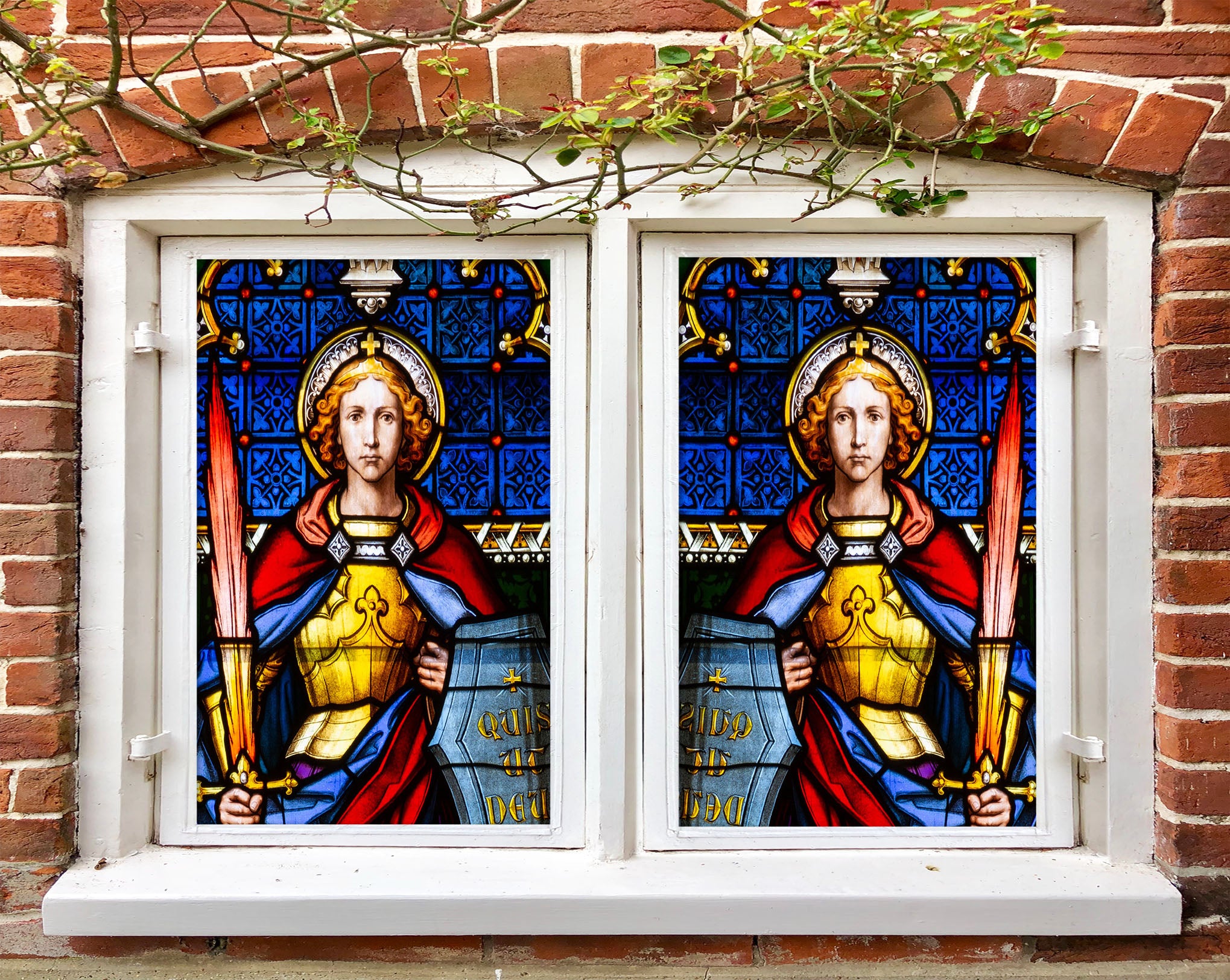 3D Female Warrior 152 Window Film Print Sticker Cling Stained Glass UV Block