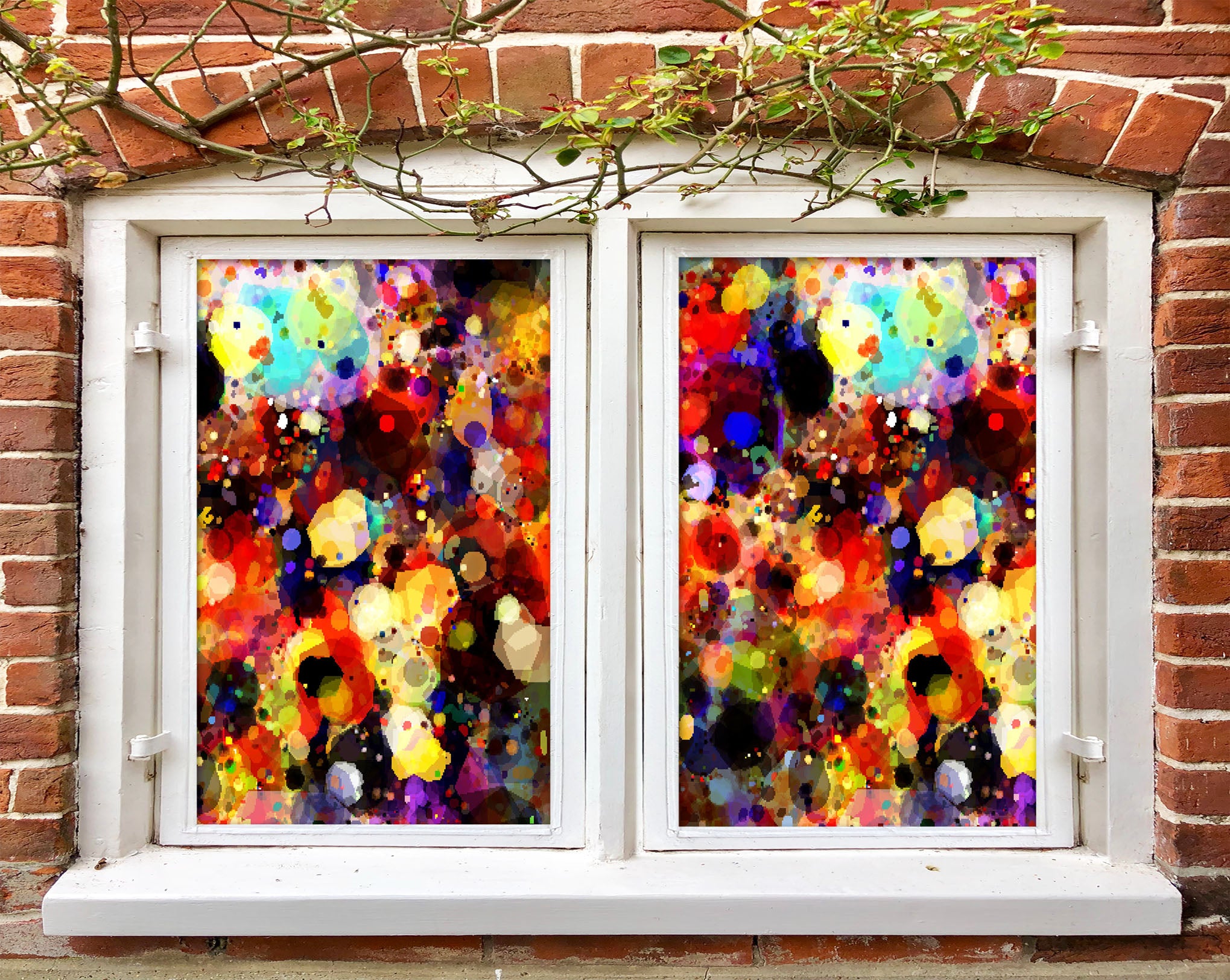 3D Dot Graffiti 409 Window Film Print Sticker Cling Stained Glass UV Block