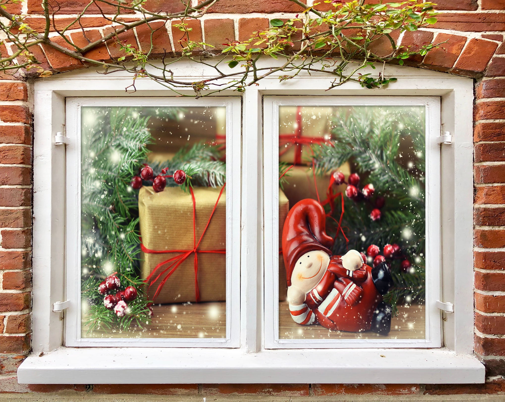 3D Christmas Gift 42196 Christmas Window Film Print Sticker Cling Stained Glass Xmas