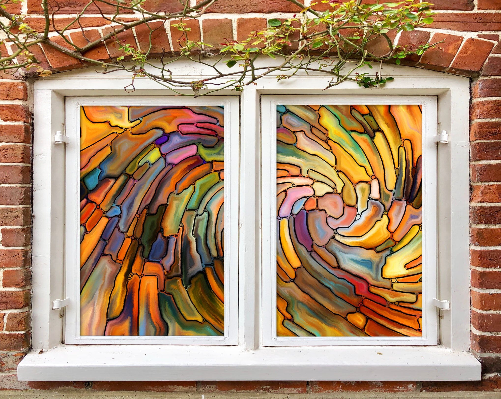 3D Graffiti Colored Vortex 142 Window Film Print Sticker Cling Stained Glass UV Block Wallpaper AJ Wallpaper 2 