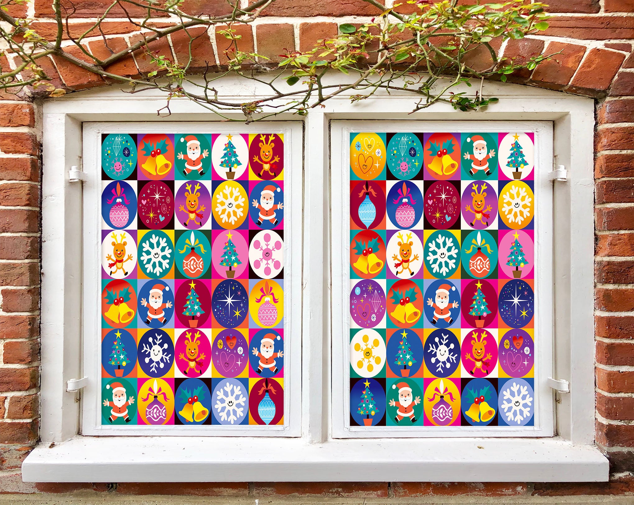 3D Color Christmas Pattern 42183 Christmas Window Film Print Sticker Cling Stained Glass Xmas