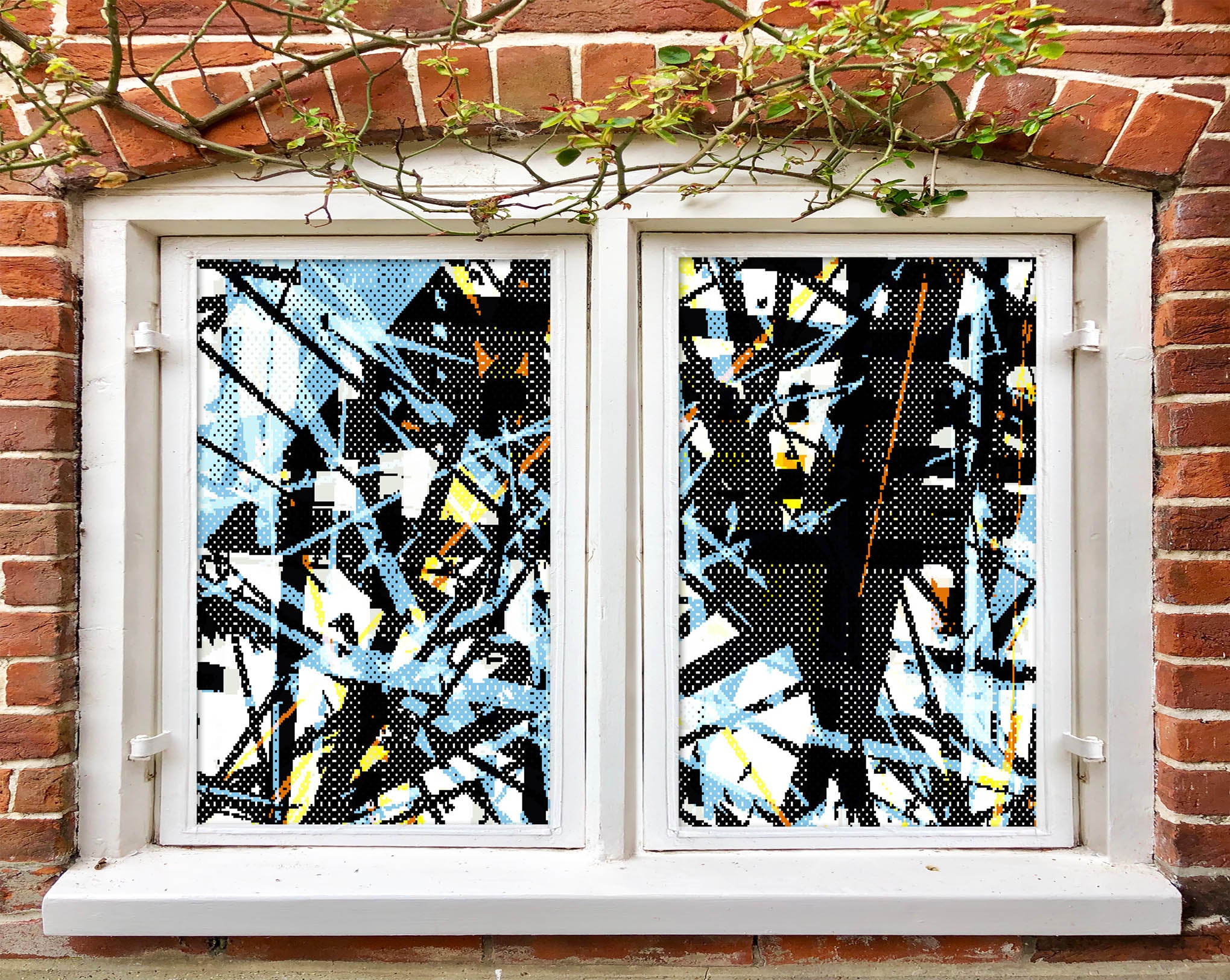 3D Mosaic Stripe 413 Window Film Print Sticker Cling Stained Glass UV Block