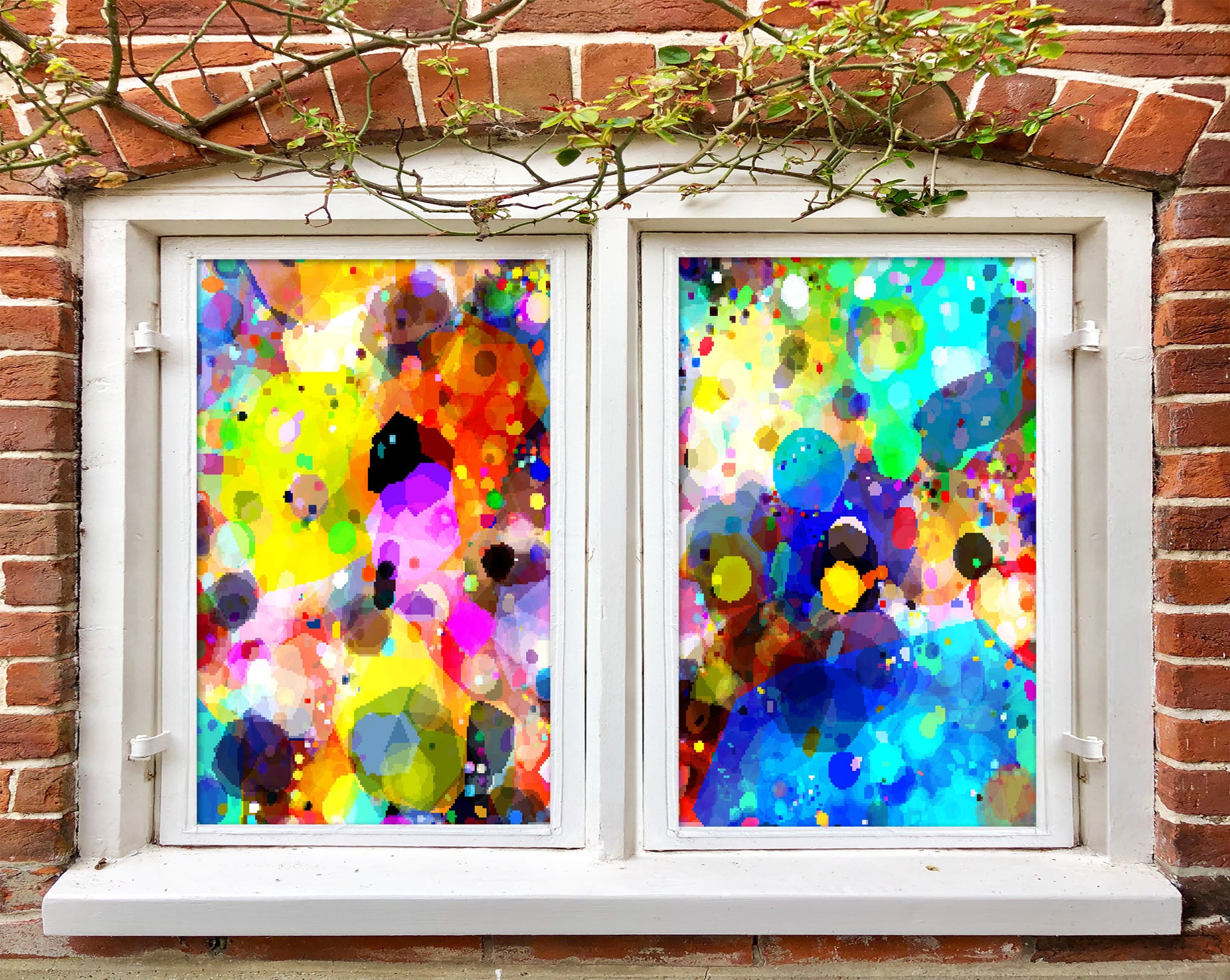3D Color Graffiti 410 Window Film Print Sticker Cling Stained Glass UV Block