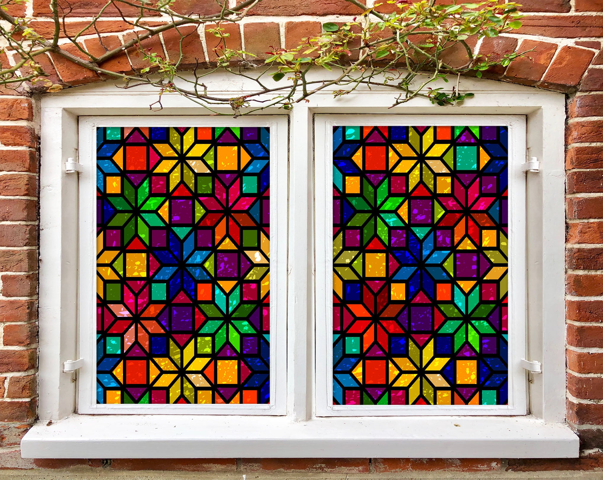 3D Flower Shape 147 Window Film Print Sticker Cling Stained Glass UV Block