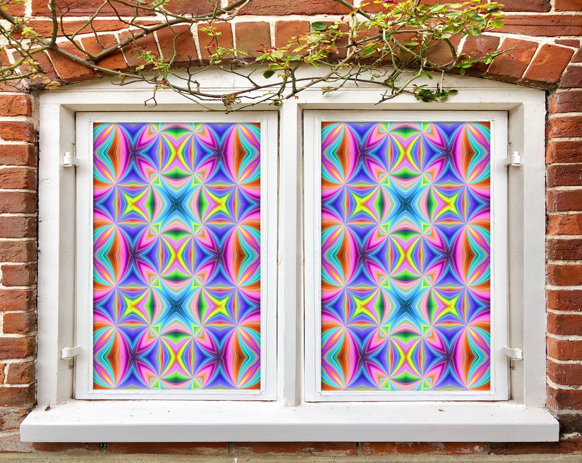 3D Purple Pattern 211 Window Film Print Sticker Cling Stained Glass UV Block