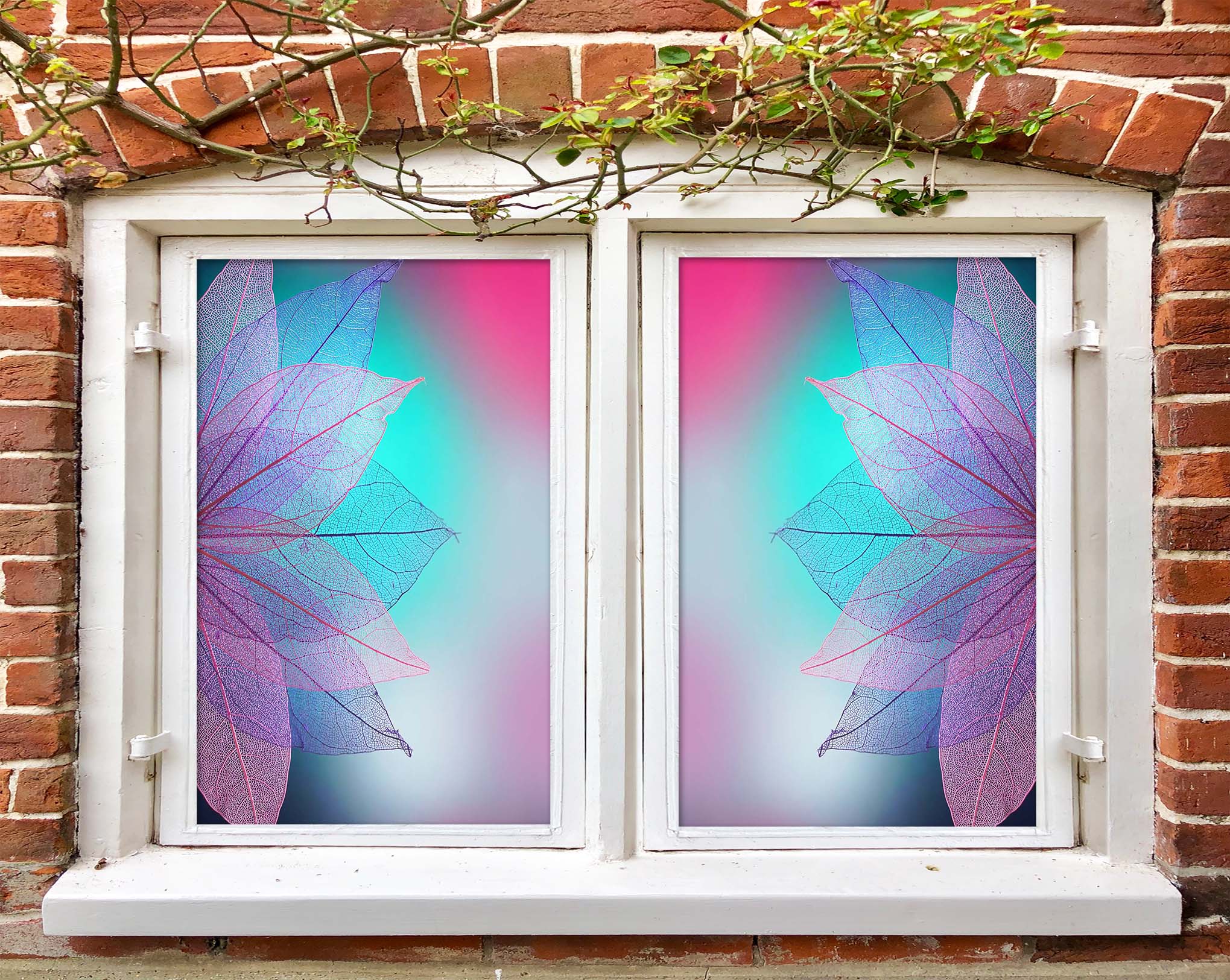 3D Pink Leaf Texture 396 Window Film Print Sticker Cling Stained Glass UV Block
