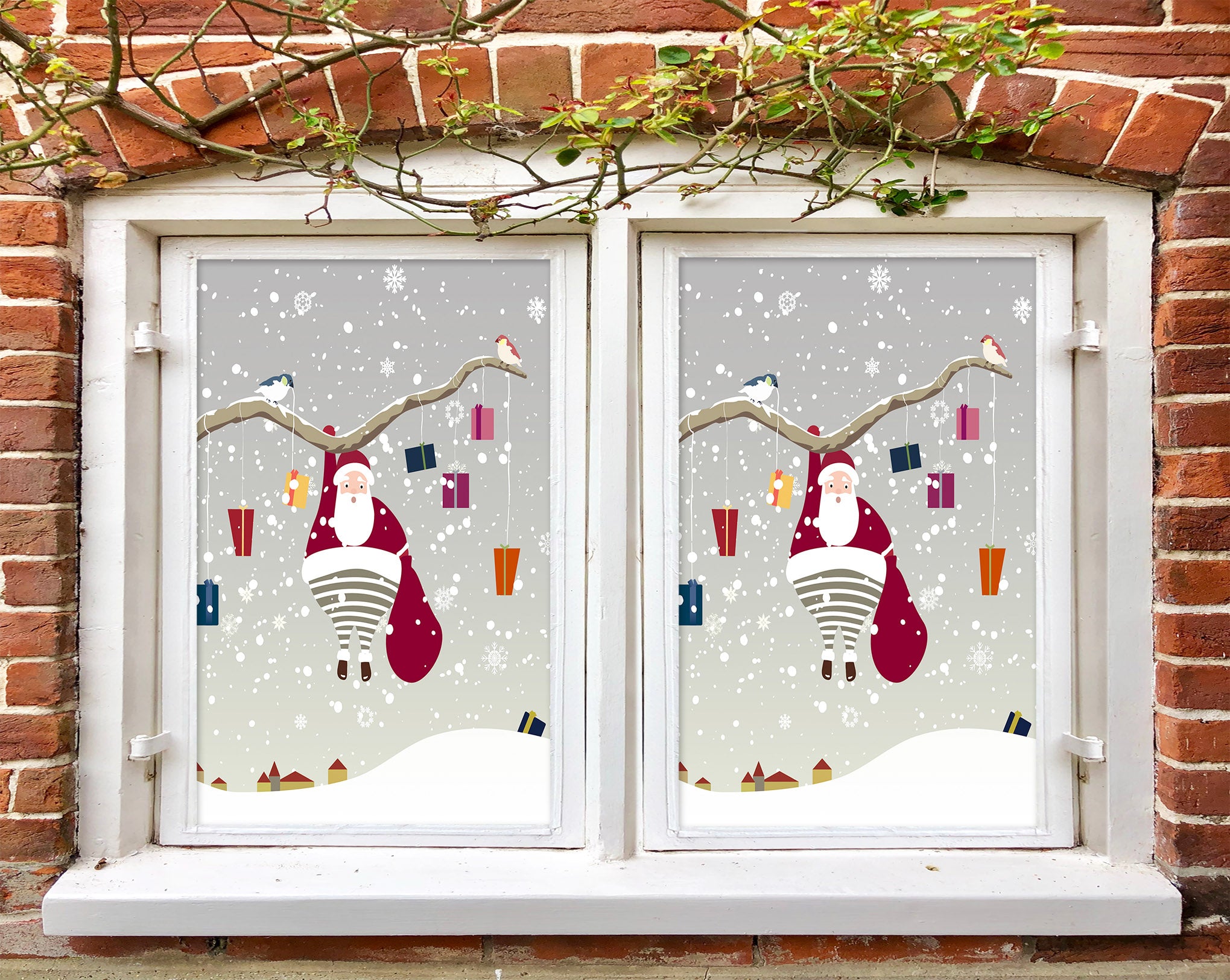 3D Santa Claus 43078 Christmas Window Film Print Sticker Cling Stained Glass Xmas