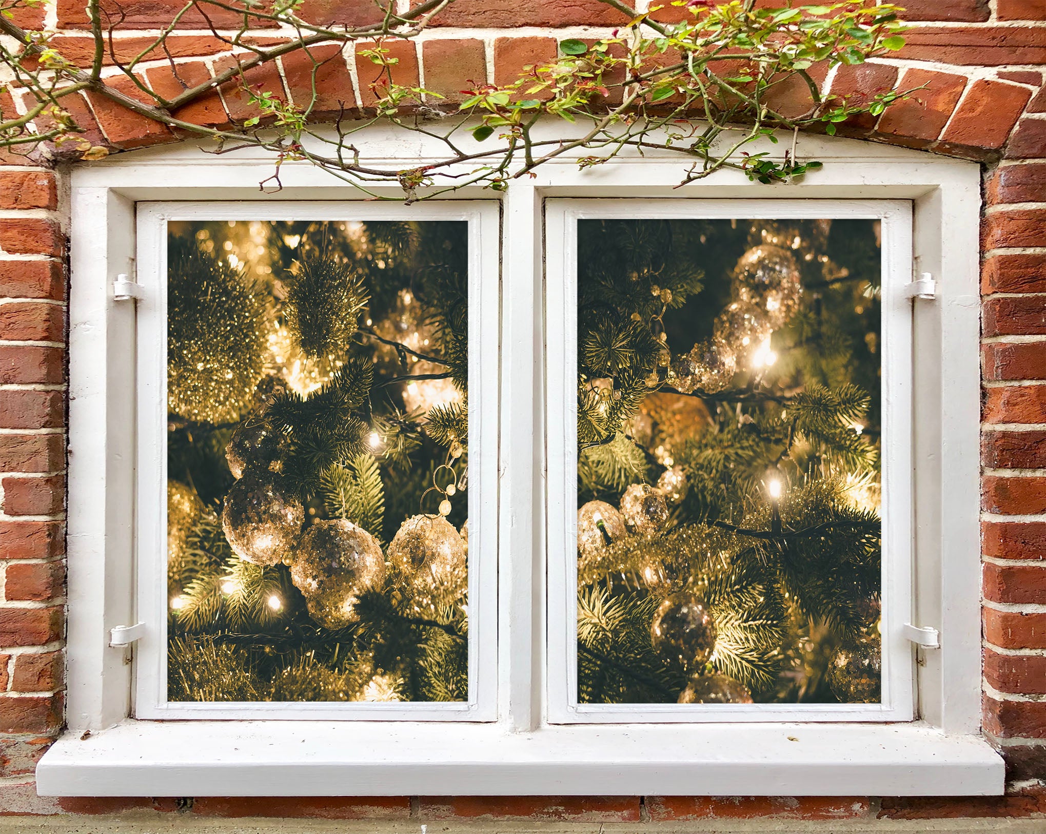 3D Christmas Tree Light Ball 43102 Christmas Window Film Print Sticker Cling Stained Glass Xmas