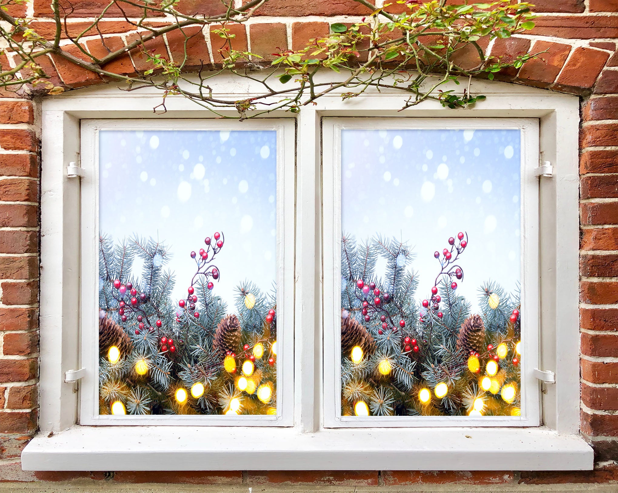 3D Christmas Tree Branches 43092 Christmas Window Film Print Sticker Cling Stained Glass Xmas